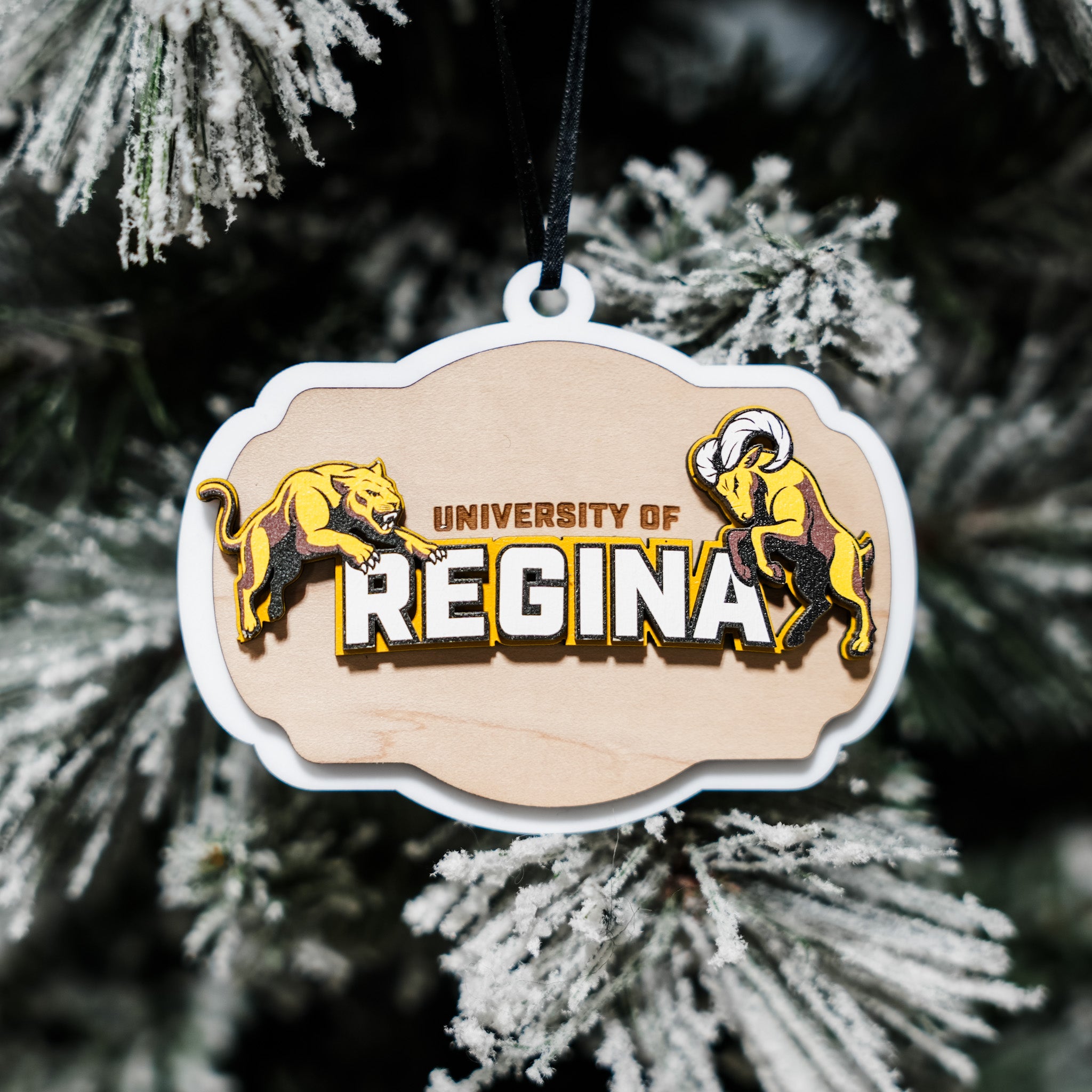 University of Regina Athletics • 3D Wood/Acrylic Ornament • For Students and Proud Parents