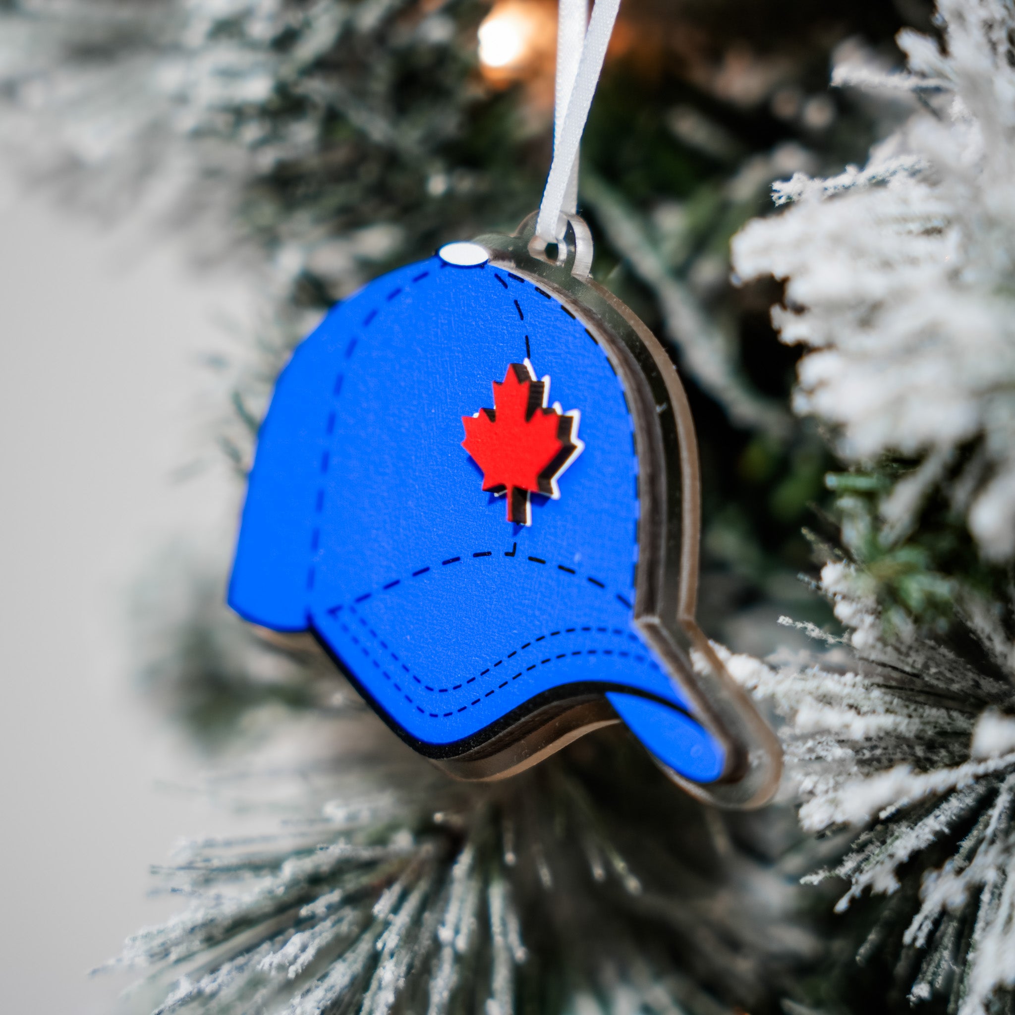 Blue Maple Leaf Hat • 3D Wood Ornament • For the Country that Cheers Together