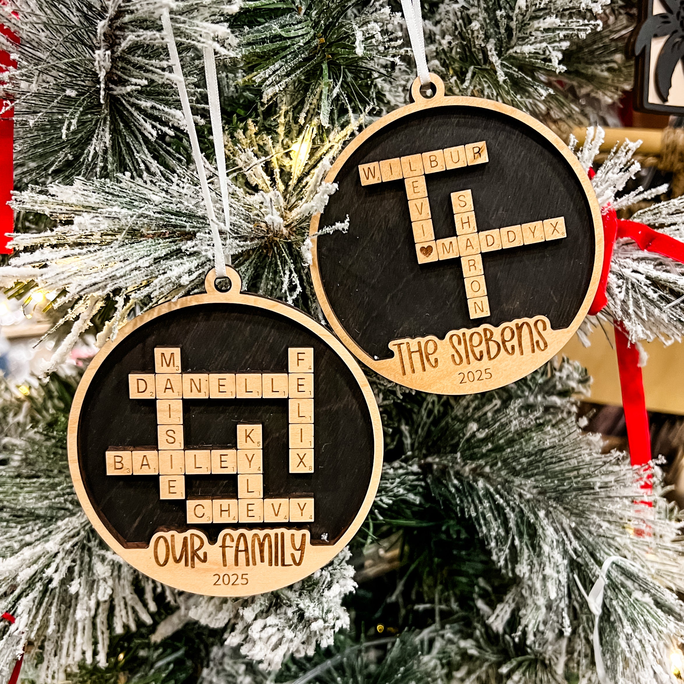 Family Letter Tiles • Personalized Wood Ornament • For Family and Friends