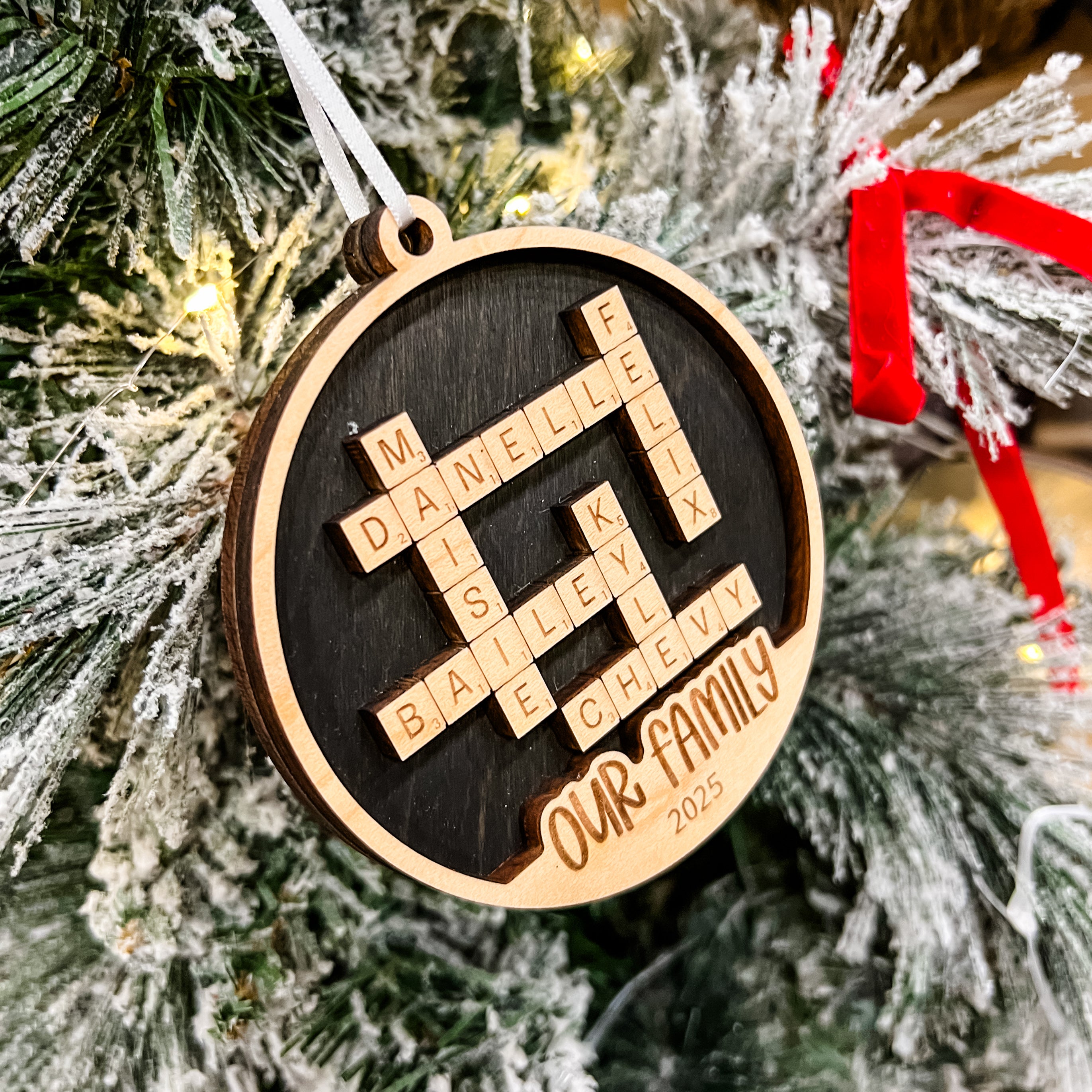 Family Letter Tiles • Personalized Wood Ornament • For Family and Friends