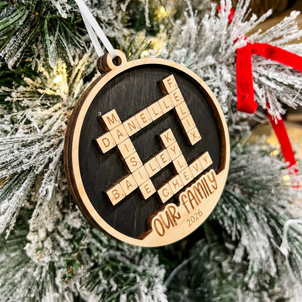 Personalized Family Scrabble-Style Ornament