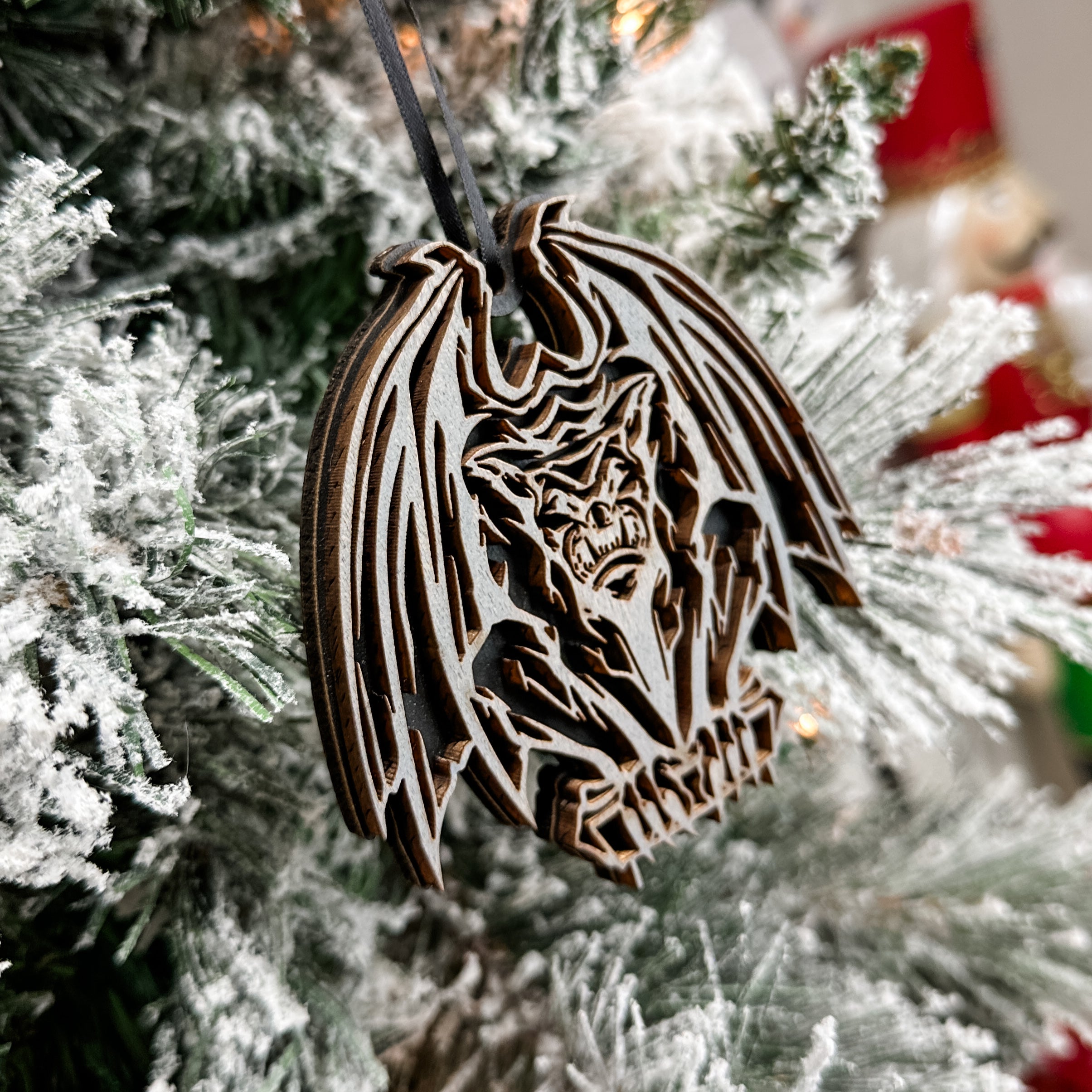 Guardian Gargoyle • Layered Wooden Ornament • For Gothic Decor & Halloween