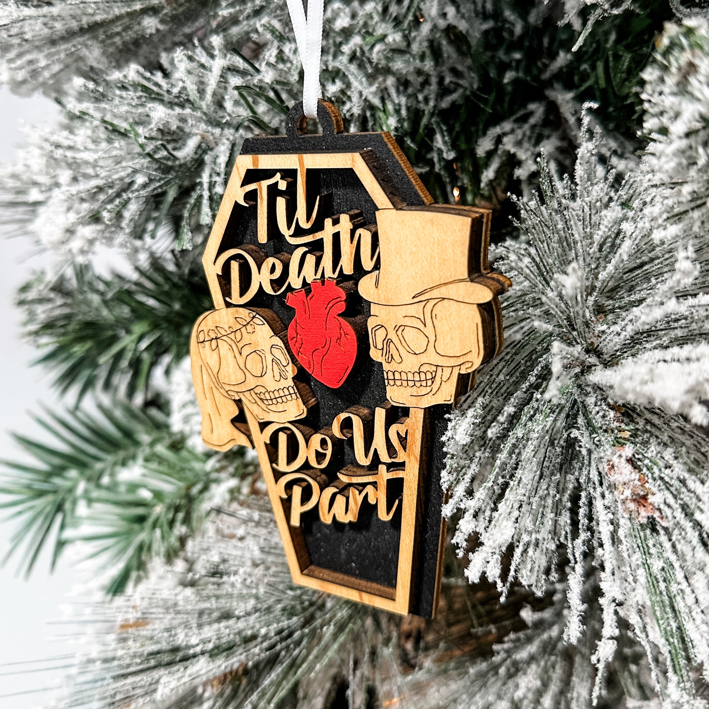 Til Death Do Us Part • Layered Wood Ornament • Gothic Halloween & Wedding Gift
