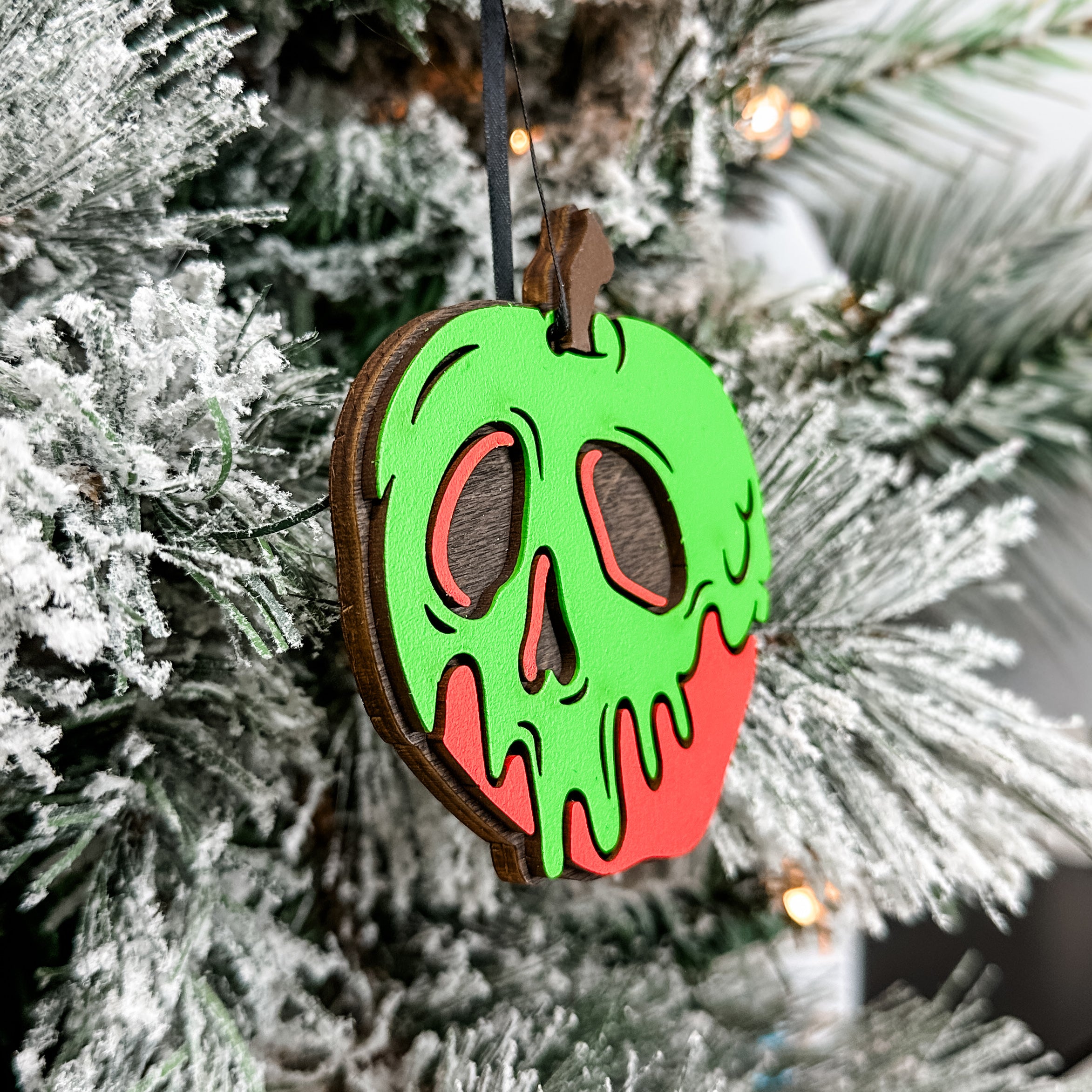Poisoned Apple • Layered Wood Ornament • Halloween Decor & Gifts