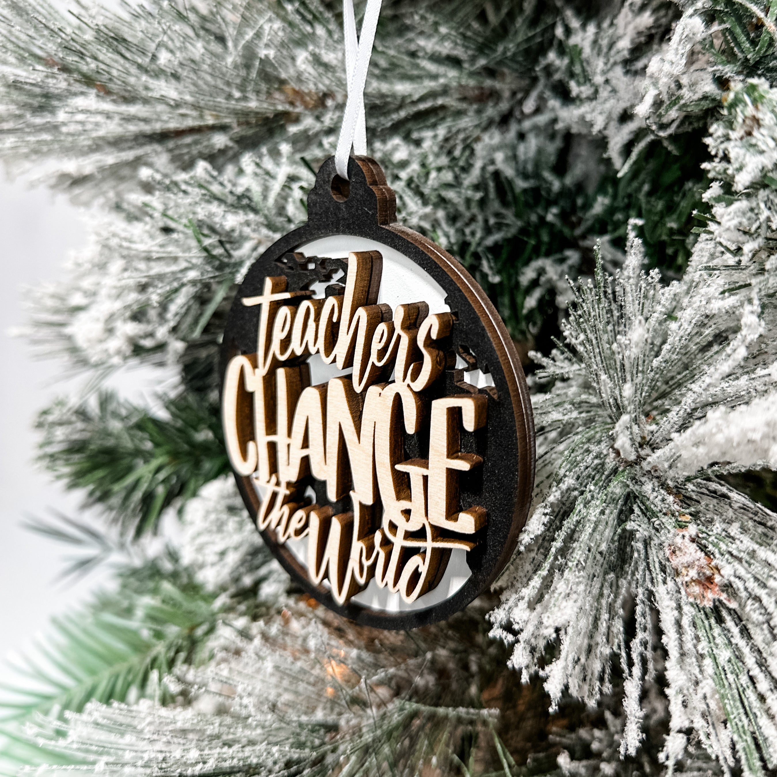 Teachers Change the World • Wooden Ornament, Magnet, or Mini Sign • For Teacher Gifts & Appreciation
