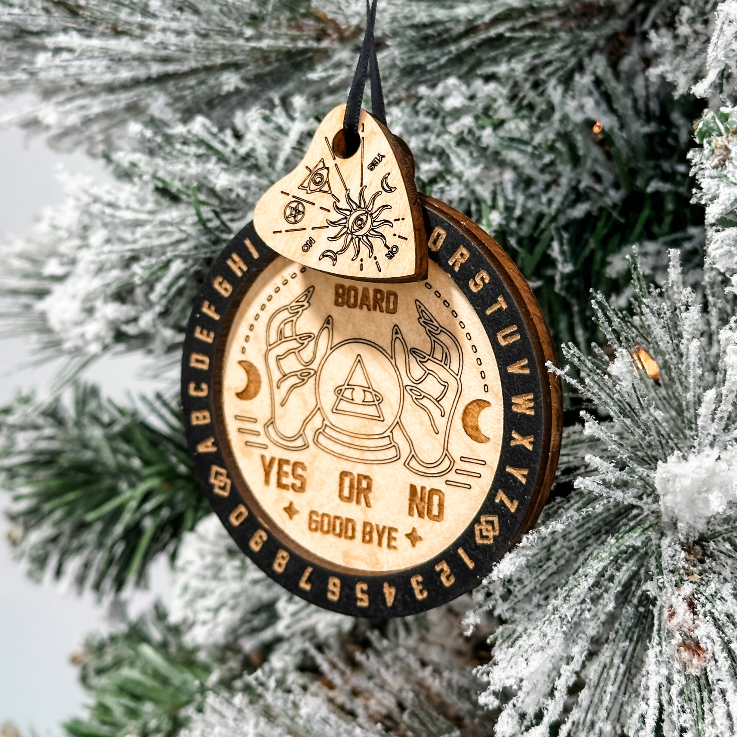 Ouija Board • Layered Wood Ornament • For Gothic & Halloween Decor