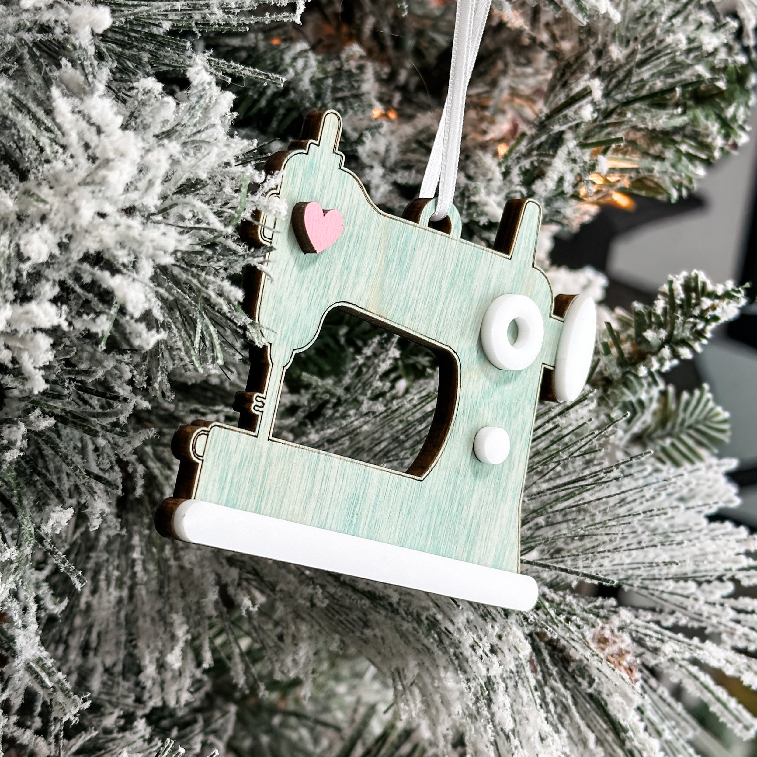 Sewing Machine • 3D Wood & Acrylic Ornament • For Makers & Crafters