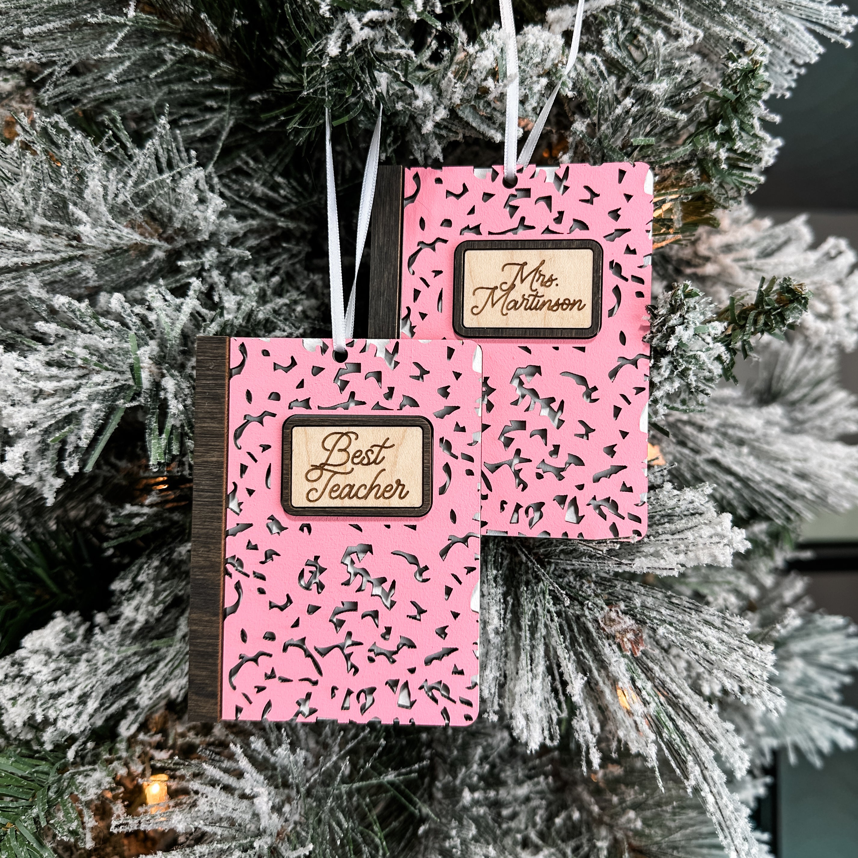 The Notebook Ornament • Personalized 3D Wood Ornament • For Teachers & Students