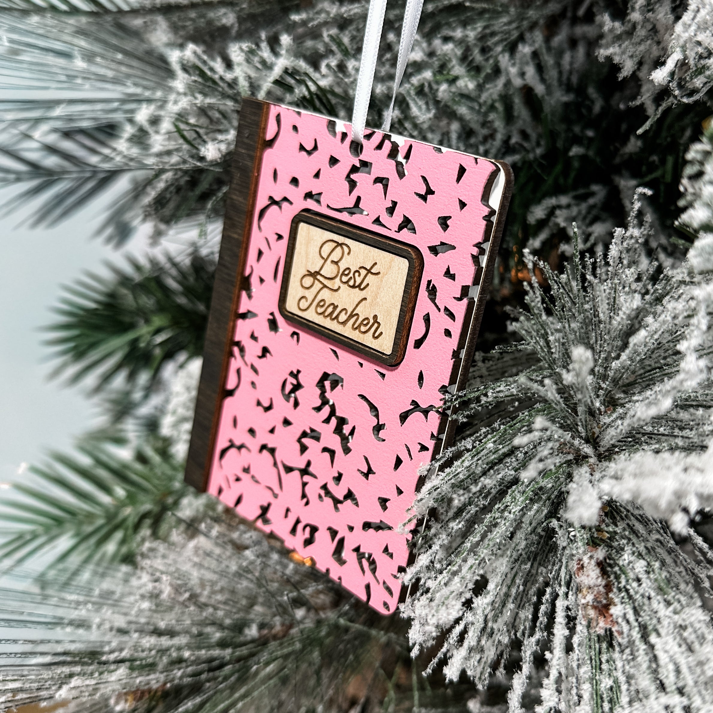 The Notebook Ornament • Personalized 3D Wood Ornament • For Teachers & Students