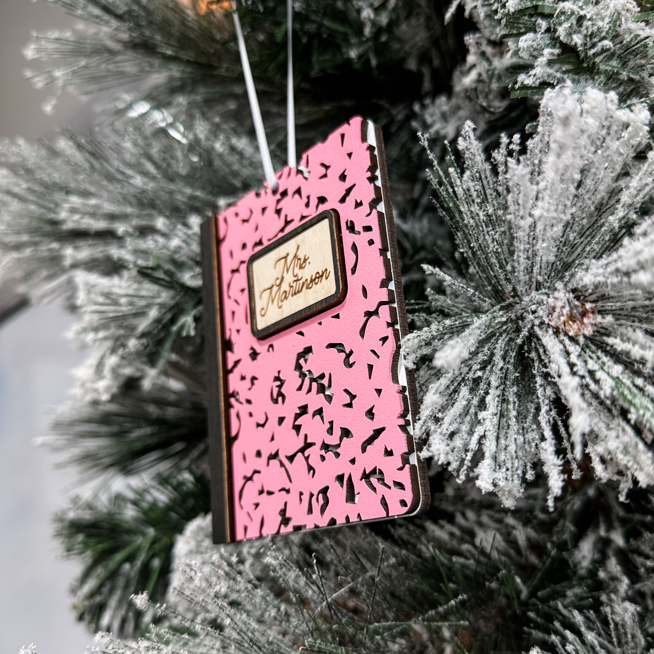 The Notebook Ornament • Personalized 3D Wood Ornament • For Teachers & Students