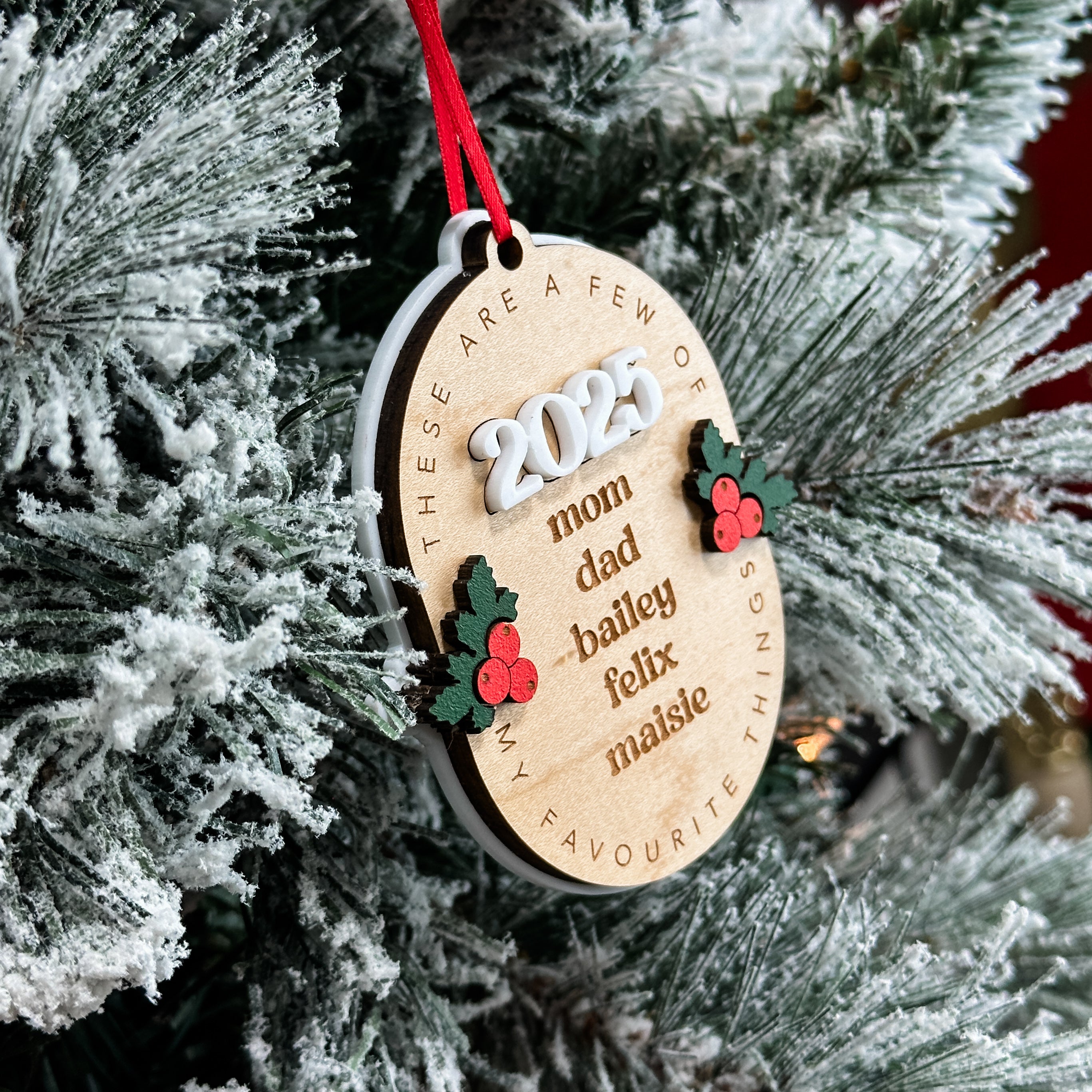 Personalized Favourite Things • 3D Wood & Acrylic Ornament • For Families & Kids