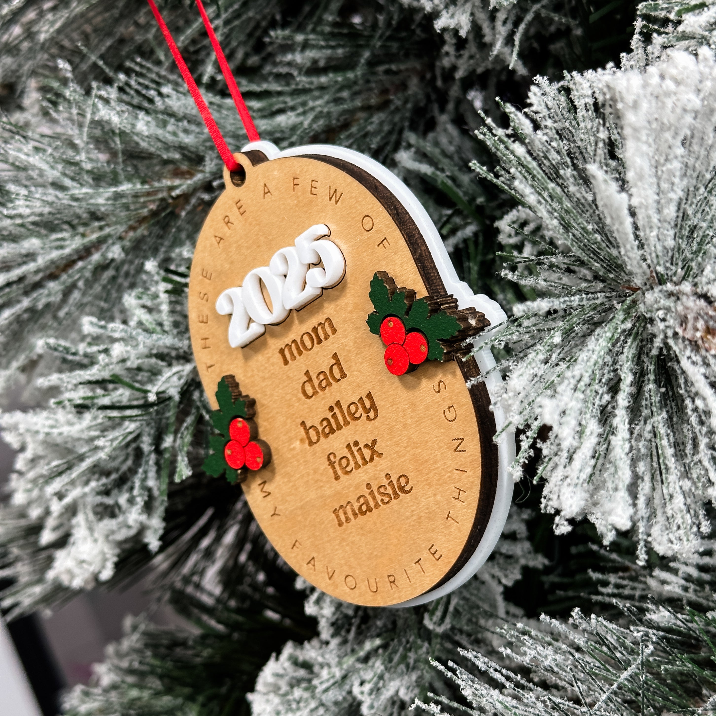 Personalized Favourite Things • 3D Wood & Acrylic Ornament • For Families & Kids