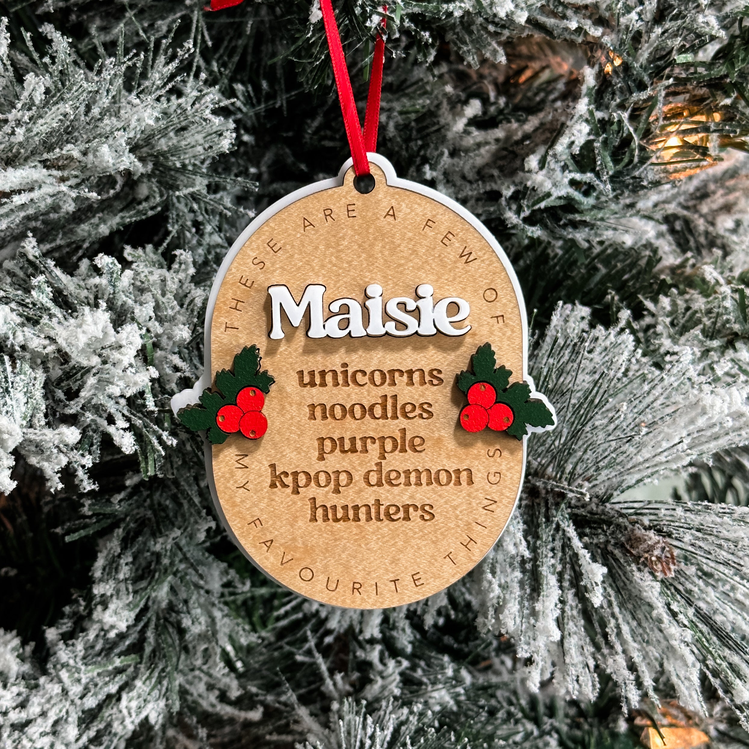 Personalized Favourite Things • 3D Wood & Acrylic Ornament • For Families & Kids