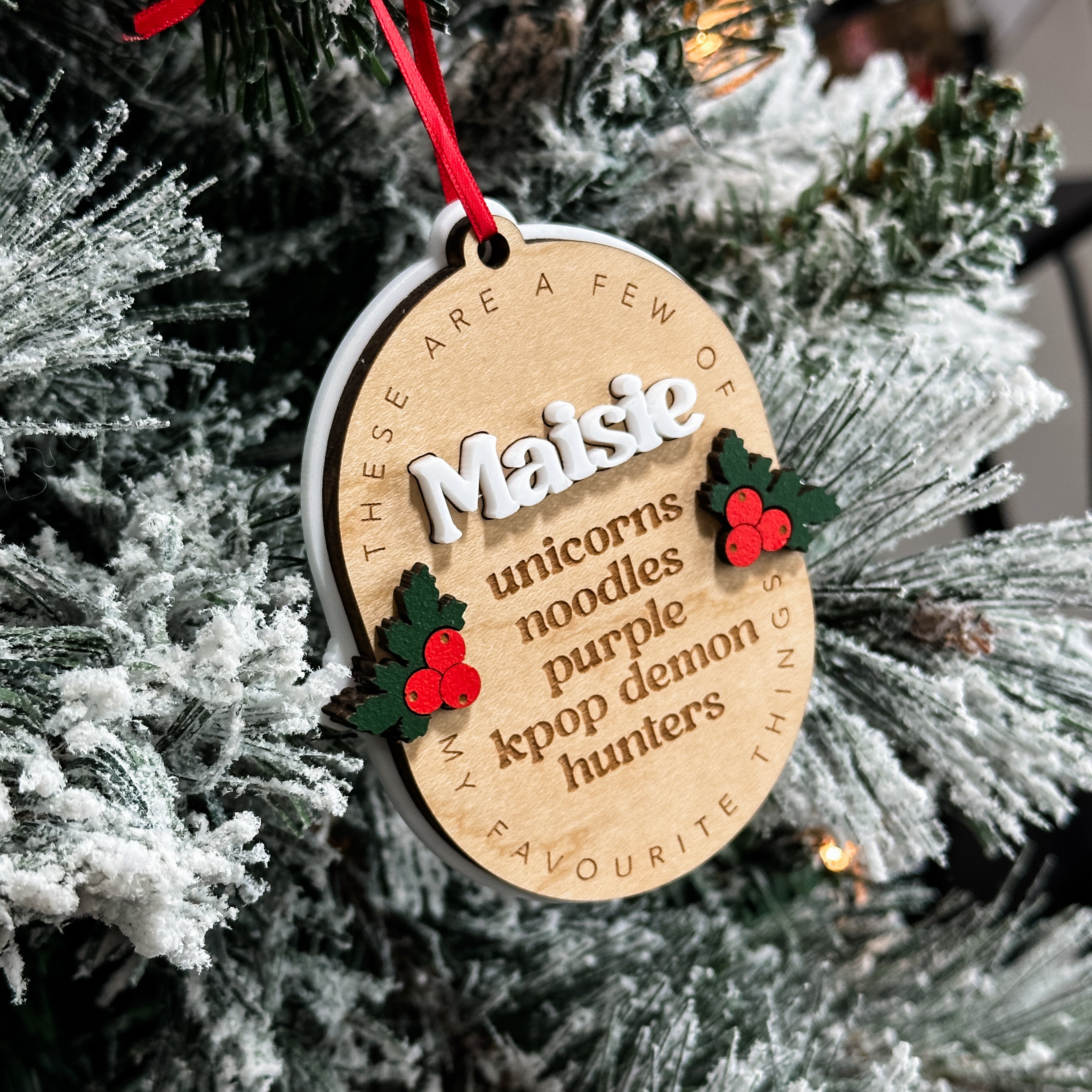 Personalized Favourite Things • 3D Wood & Acrylic Ornament • For Families & Kids