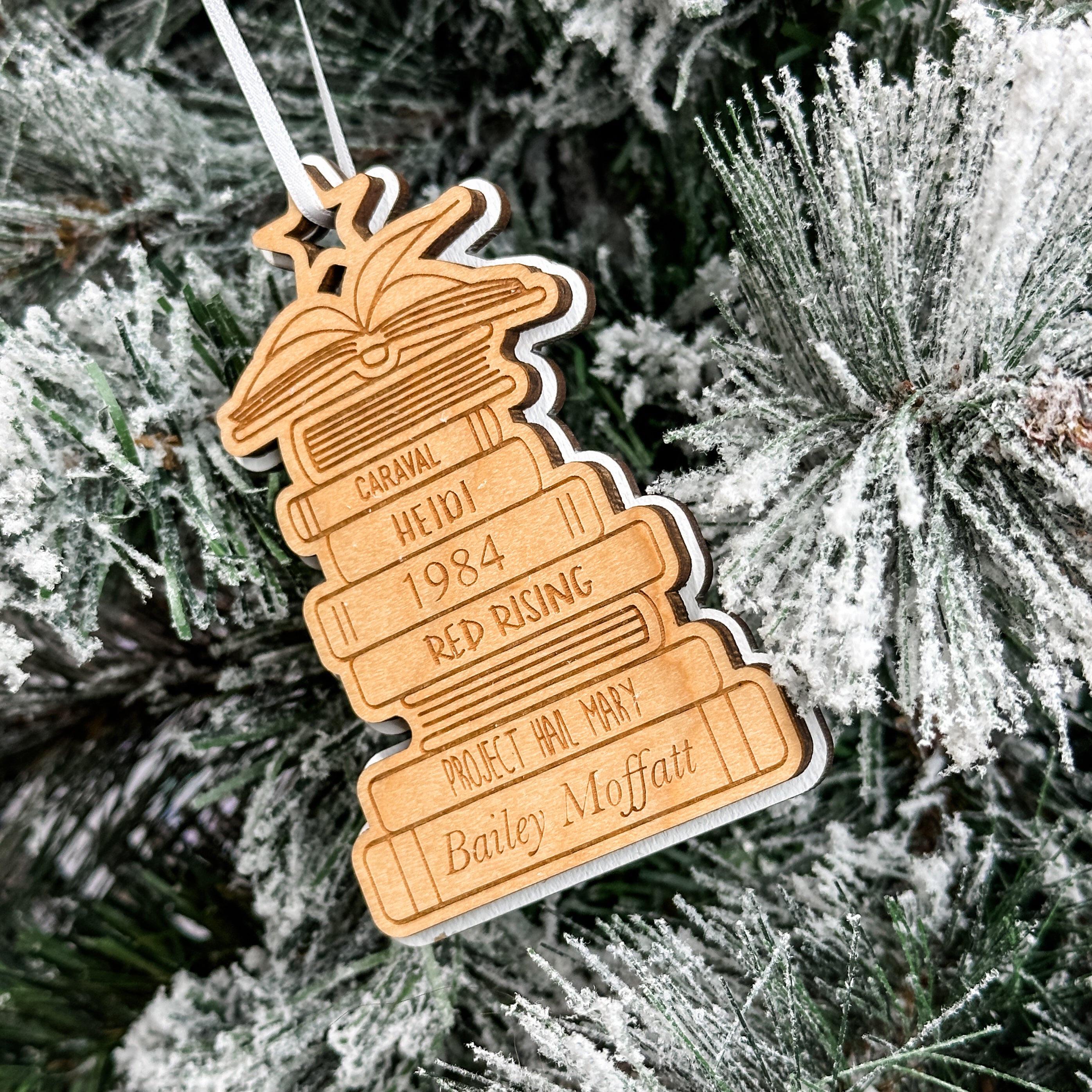 Your Favourite Books • Personalized Wood Ornament • For People Who Love Reading