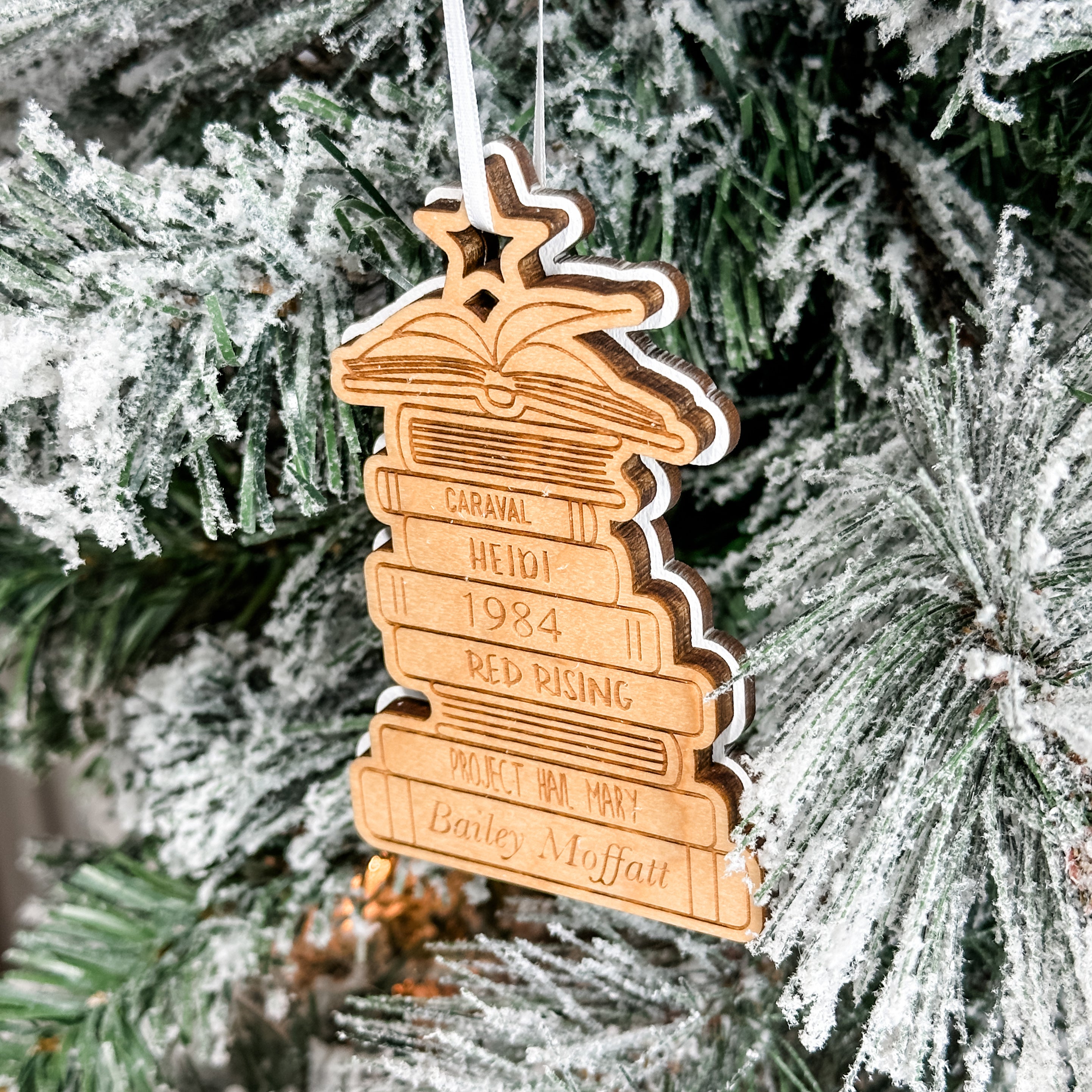 Your Favourite Books • Personalized Wood Ornament • For People Who Love Reading