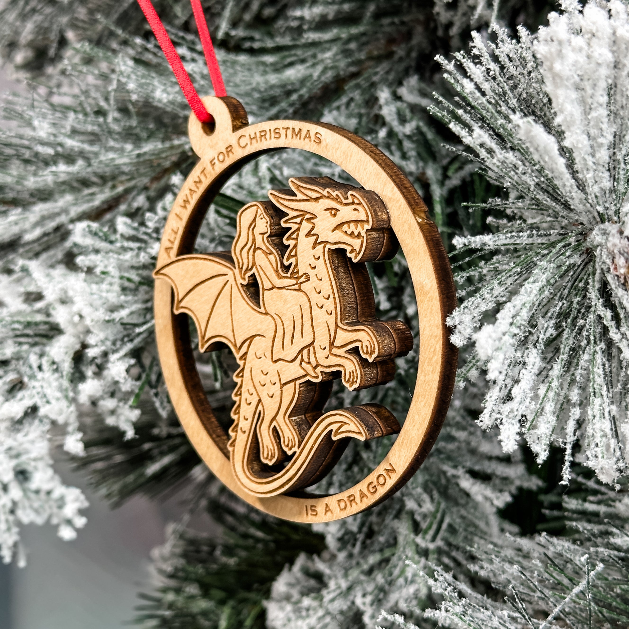 All I Want for Christmas is a Dragon • Wood Ornament • For Fantasy Lovers & Adventurers