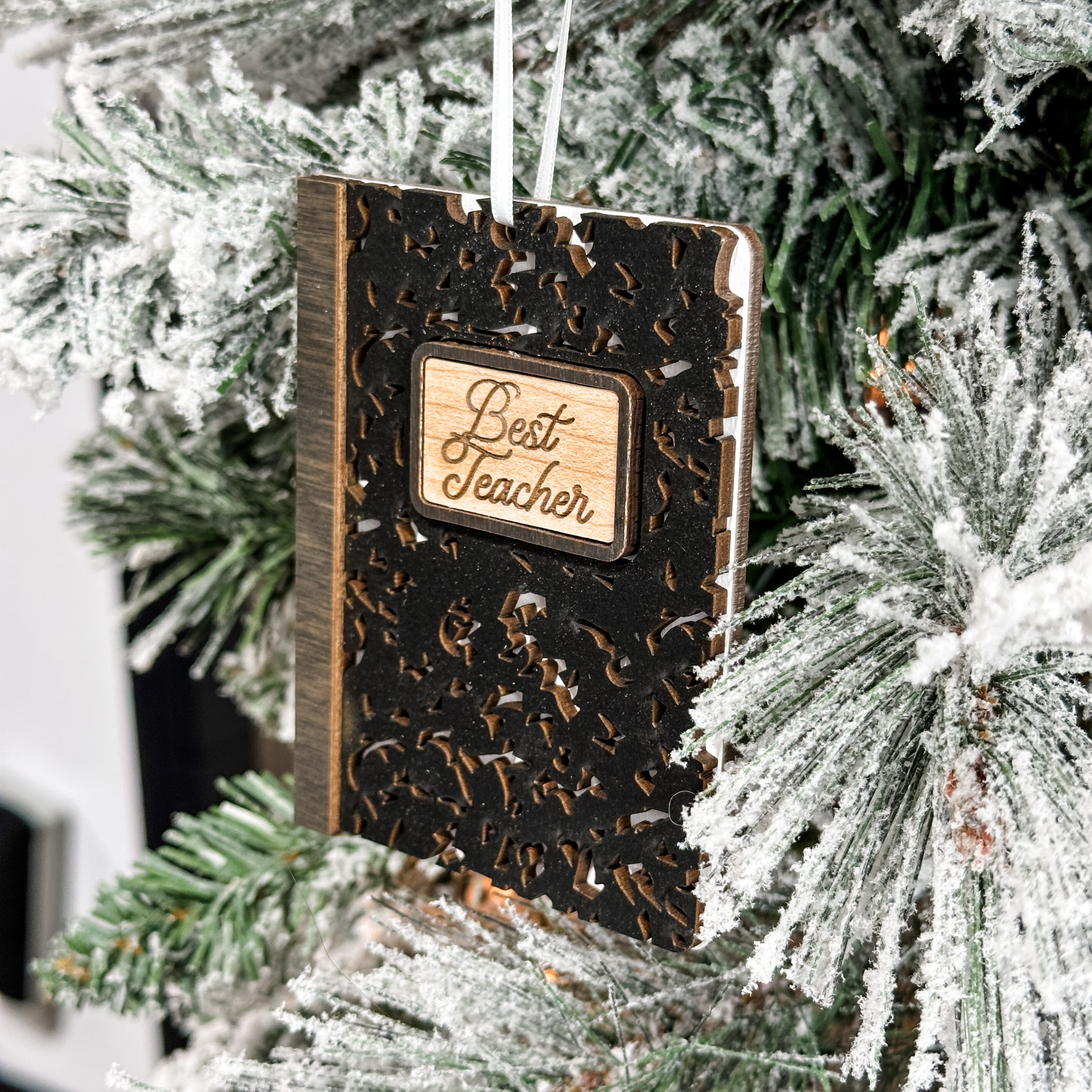 The Notebook Ornament • Personalized 3D Wood Ornament • For Teachers & Students