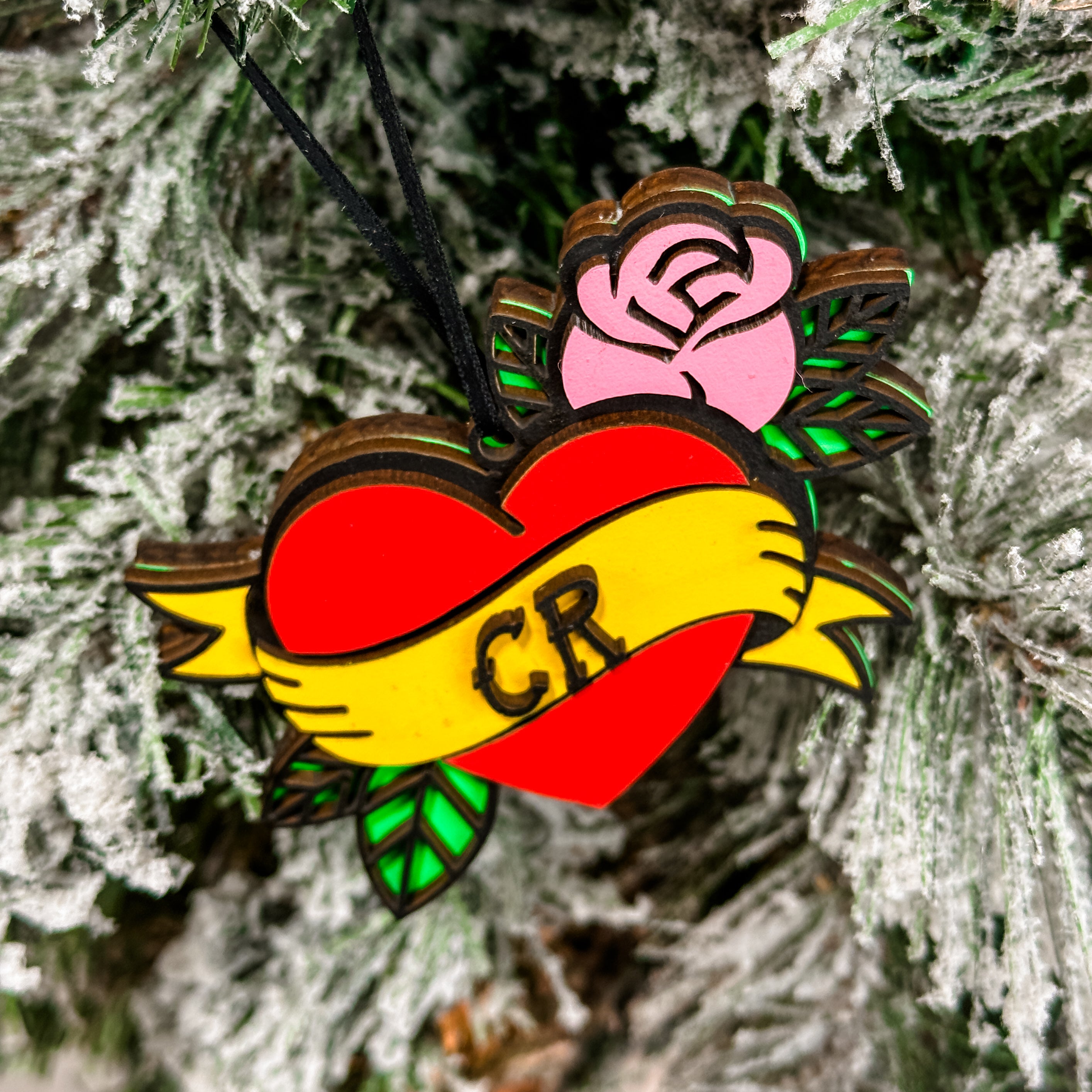 Tattoo Heart • Personalized 3D Wood Ornament • For Ink Lovers & Tattoo Artists