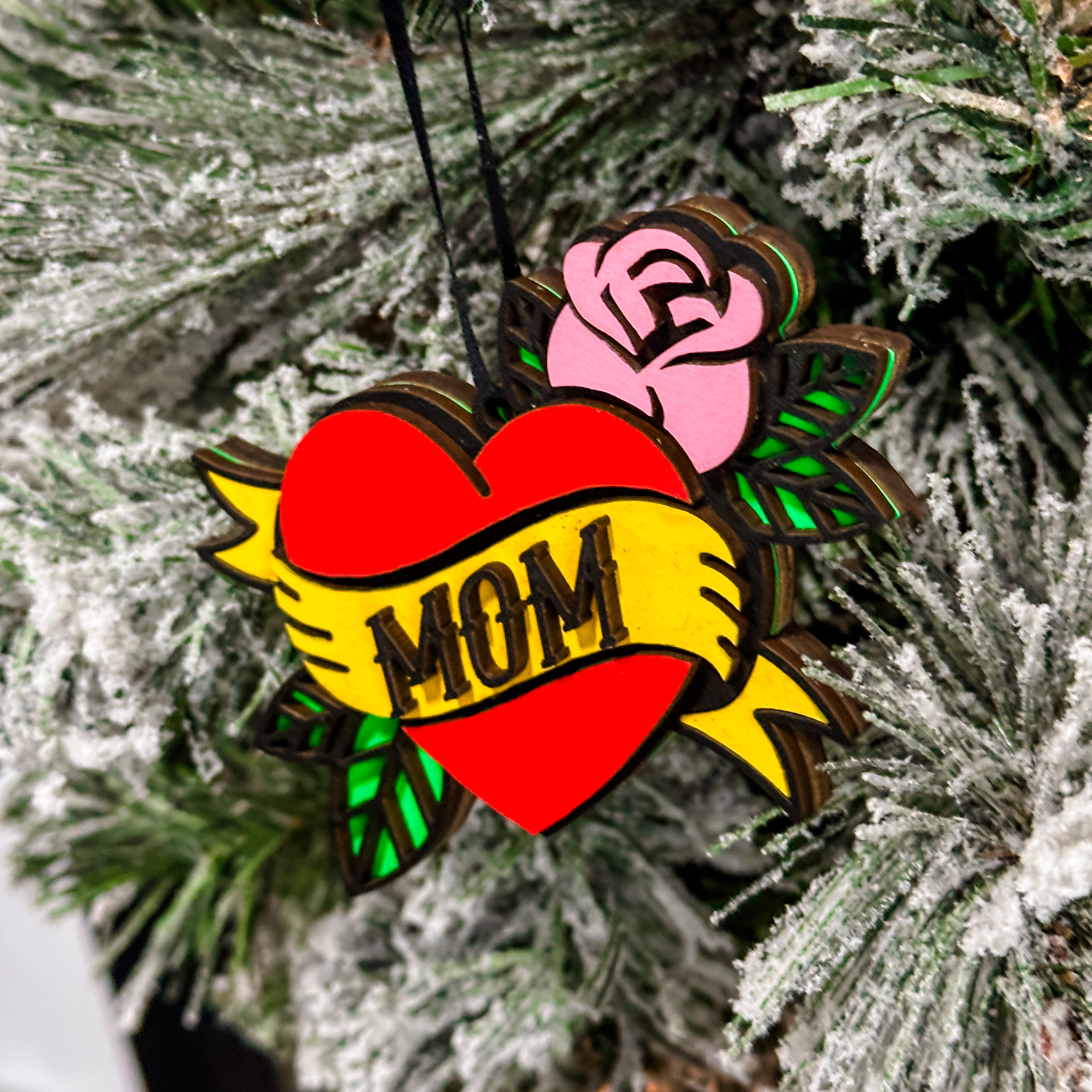 Tattoo Heart • Personalized 3D Wood Ornament • For Ink Lovers & Tattoo Artists