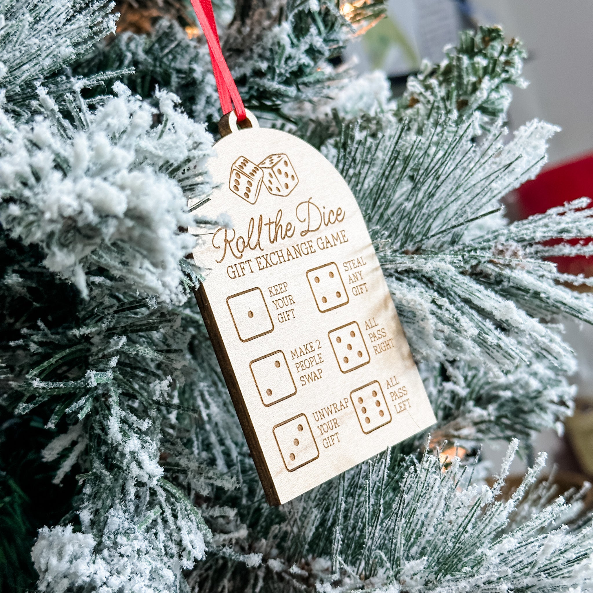 Roll The Dice • Engraved Wood Ornament • For Christmas Fun