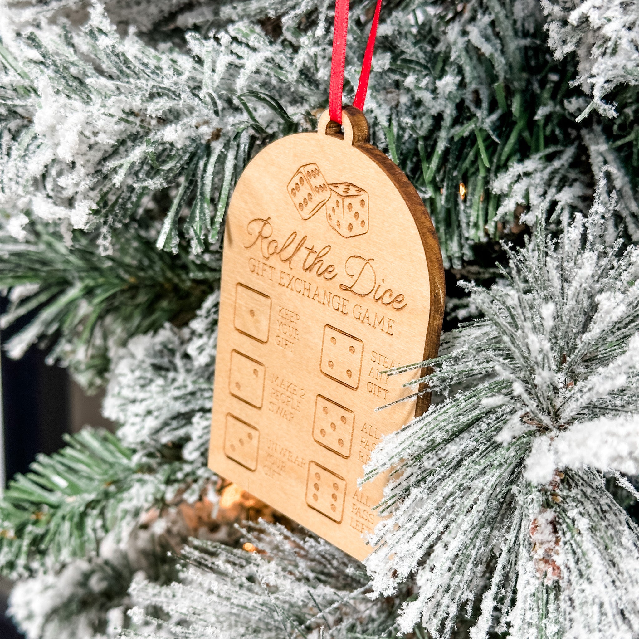 Roll The Dice • Engraved Wood Ornament • For Christmas Fun