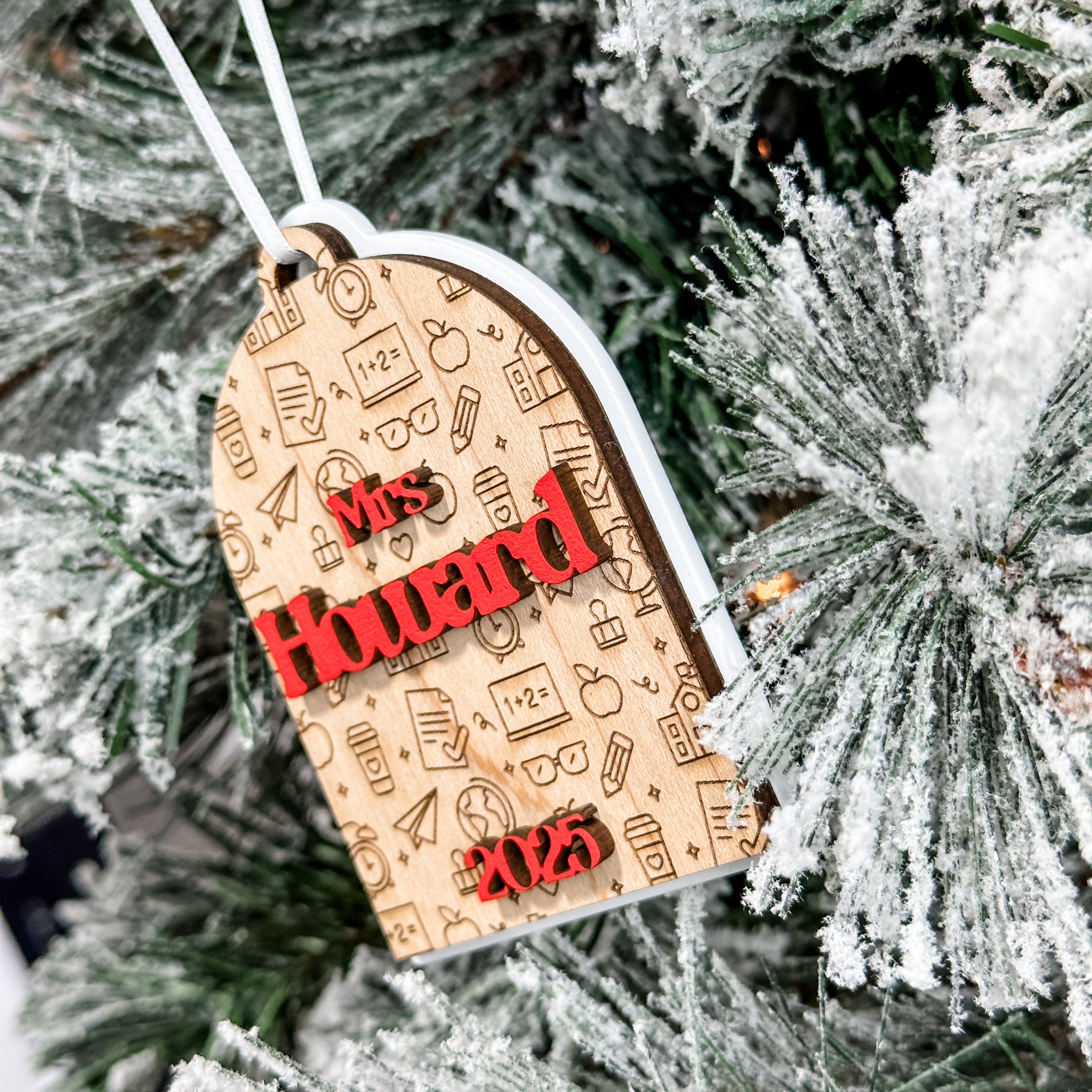 Teacher Arch • Personalized Wood & Acrylic Ornament • For The Best Teacher Ever