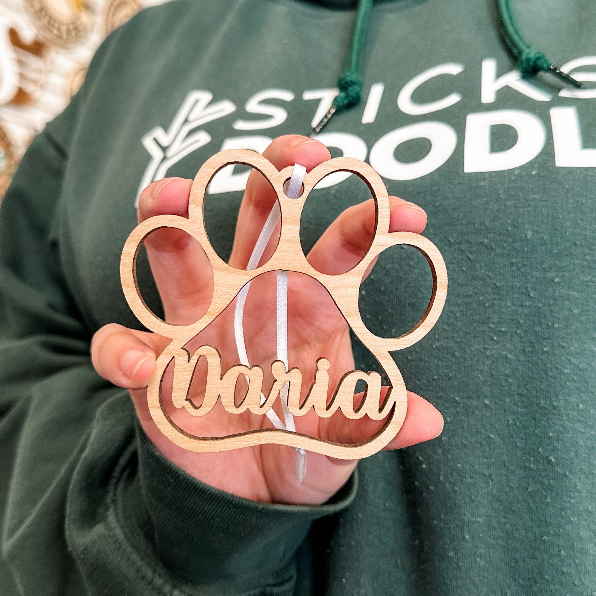 Personalized Paw-Print • Wood Ornament, Magnet, or Mini Sign • For Pets