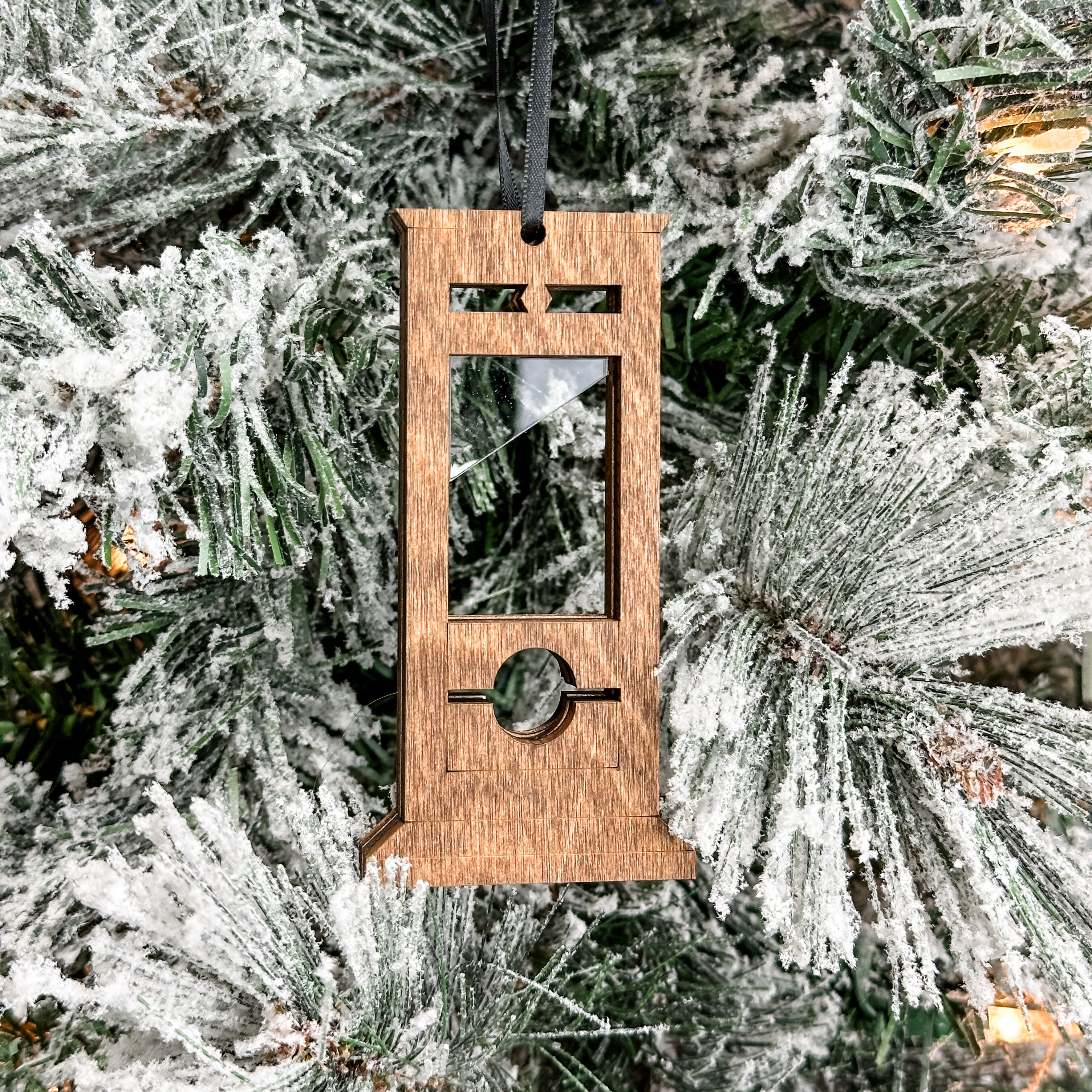 Grim Guillotine • Layered Wood & Acrylic Ornament • For Halloween & Gothic Decor