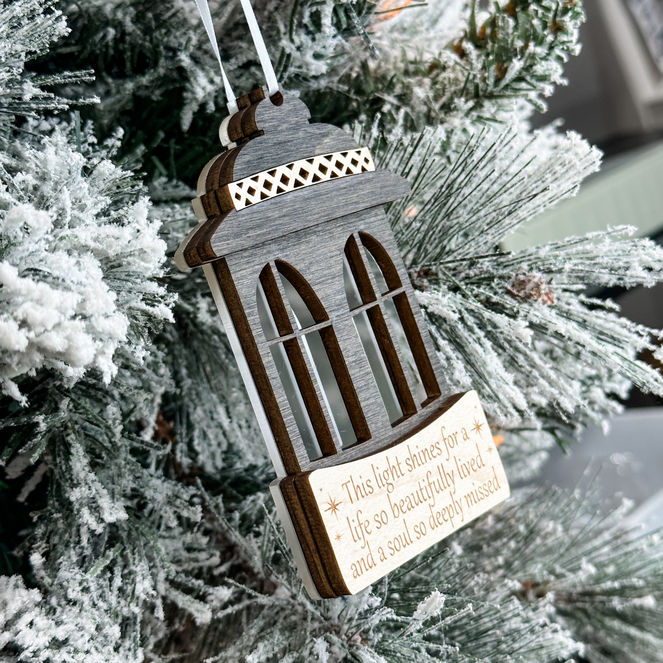 The Memorial Lantern • 3D Wood & Acrylic Ornament • To Remember Loved Ones