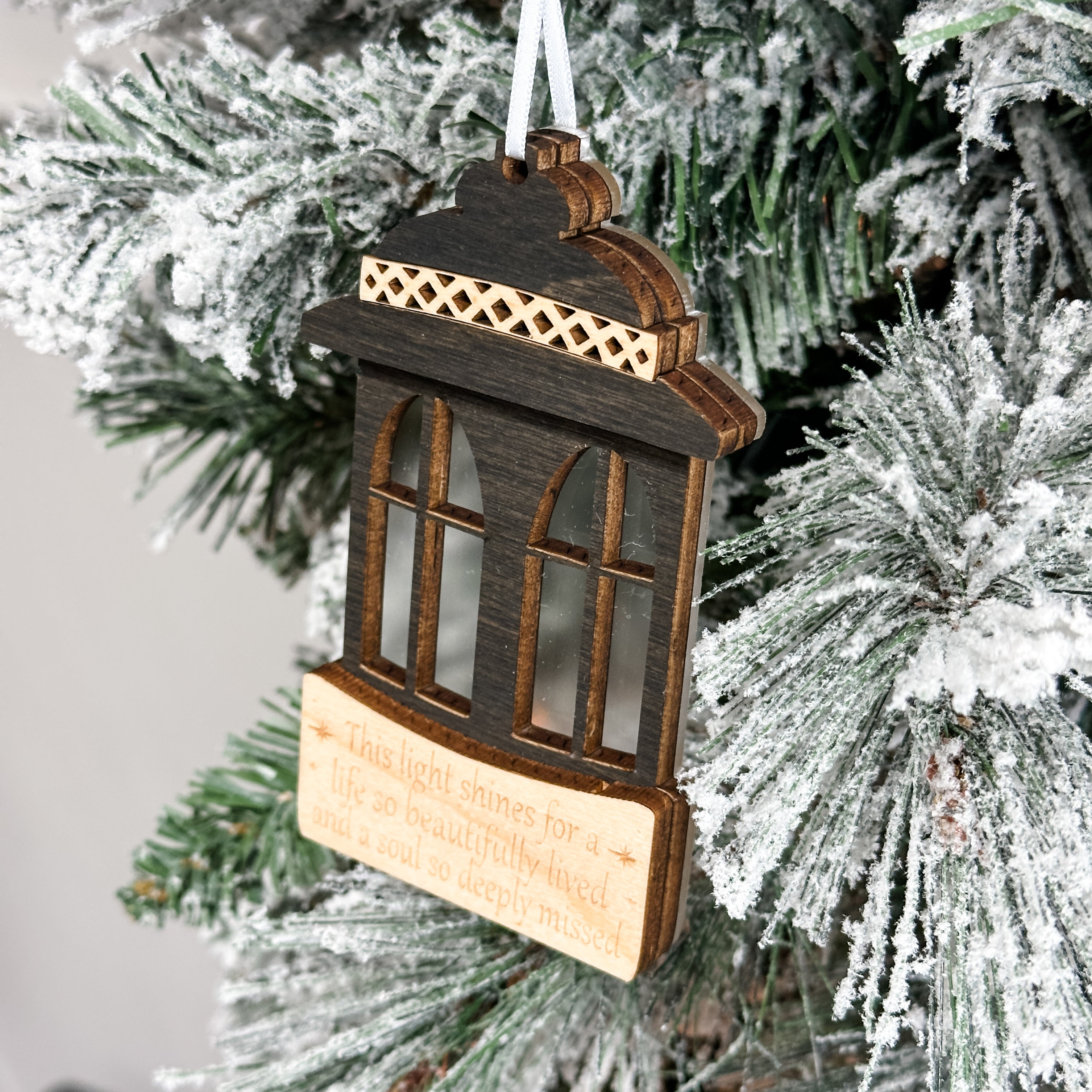 The Memorial Lantern • 3D Wood & Acrylic Ornament • To Remember Loved Ones