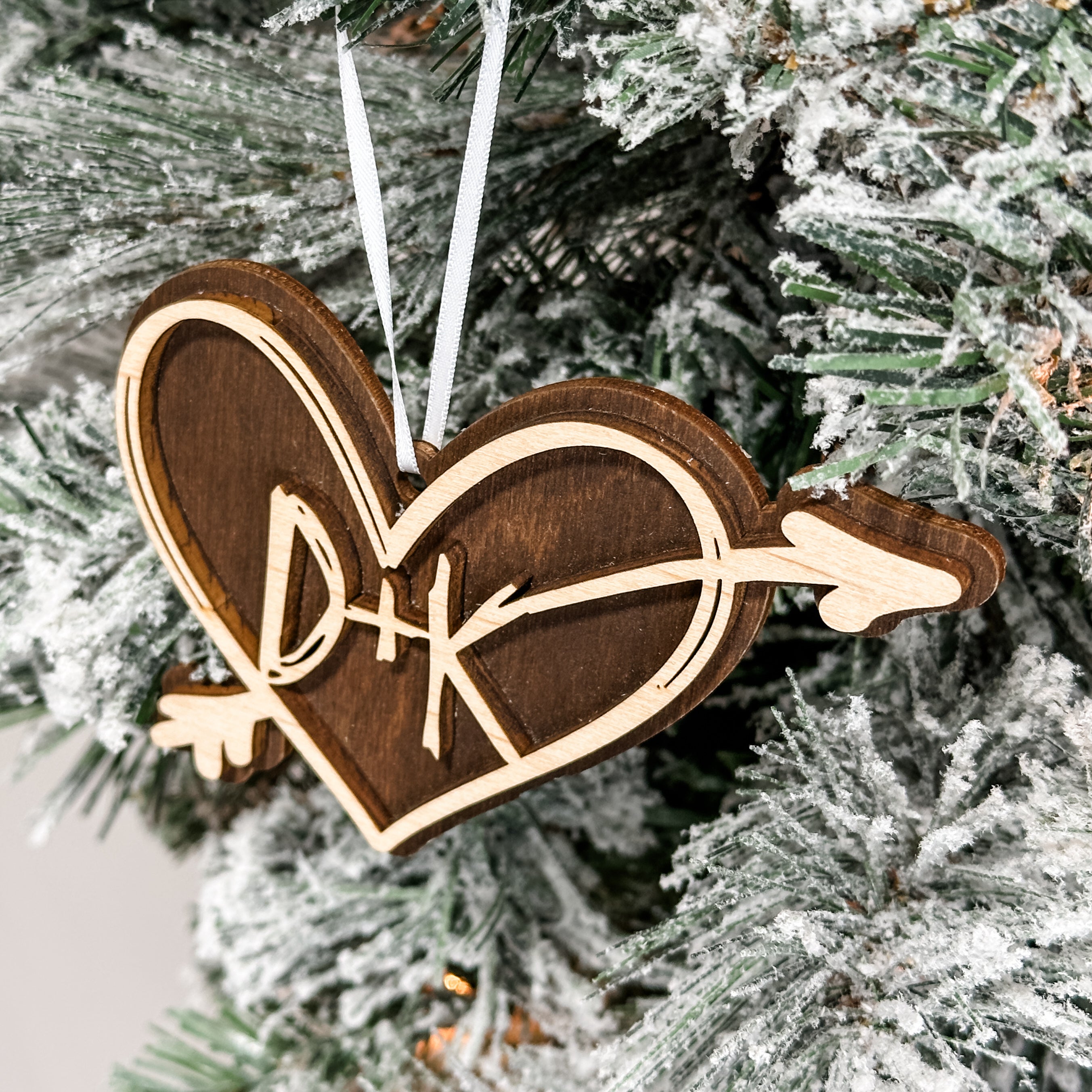 The Carved Heart • Personalized Wood Ornament, Magnet, or Mini Sign • For Couples and Anniversaries