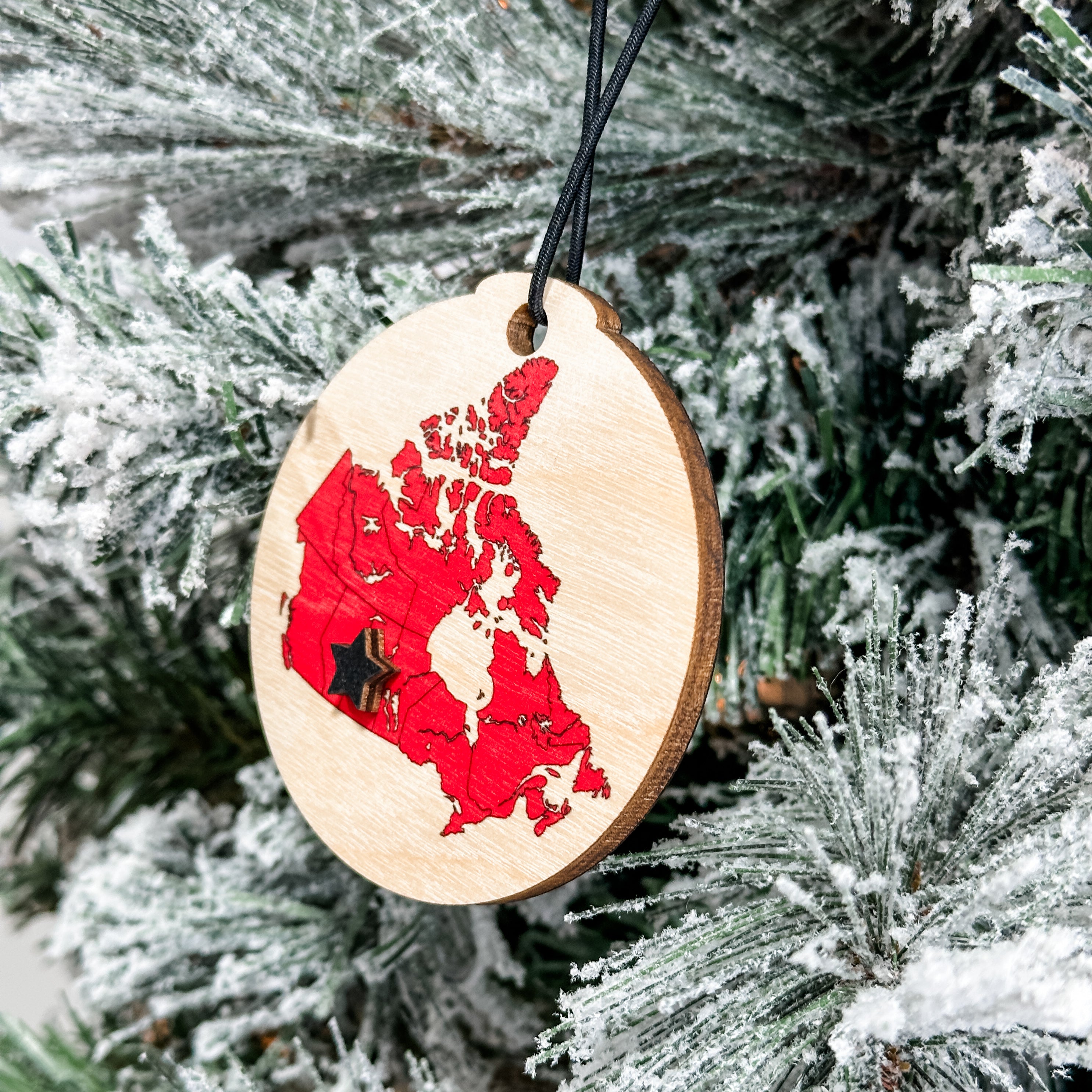 Canada Map With Star • Wood Ornament or Magnet • For Those Who Love Canada