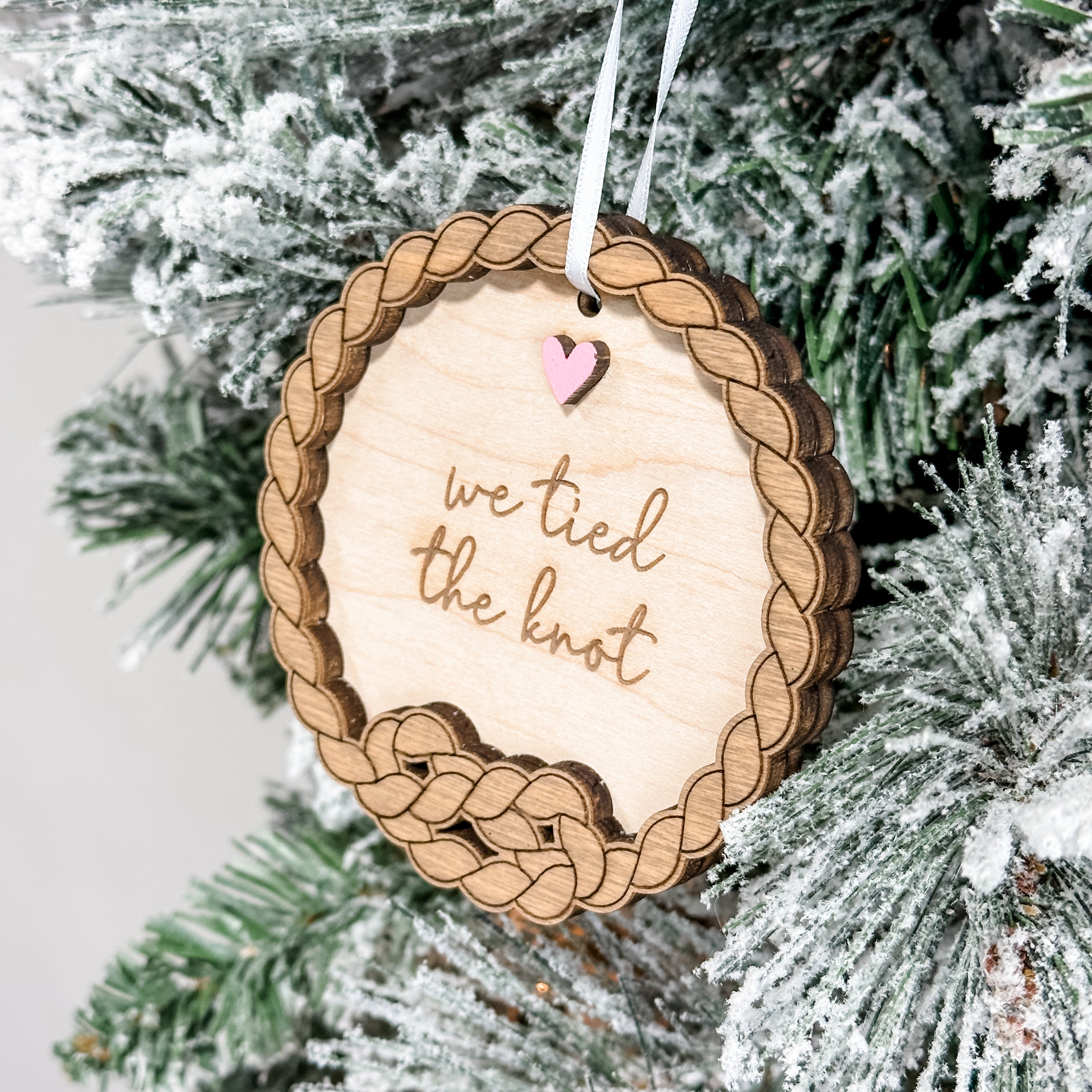 We Tied the Knot • Personalized 3D Wood Ornament • For Couples & Newlyweds