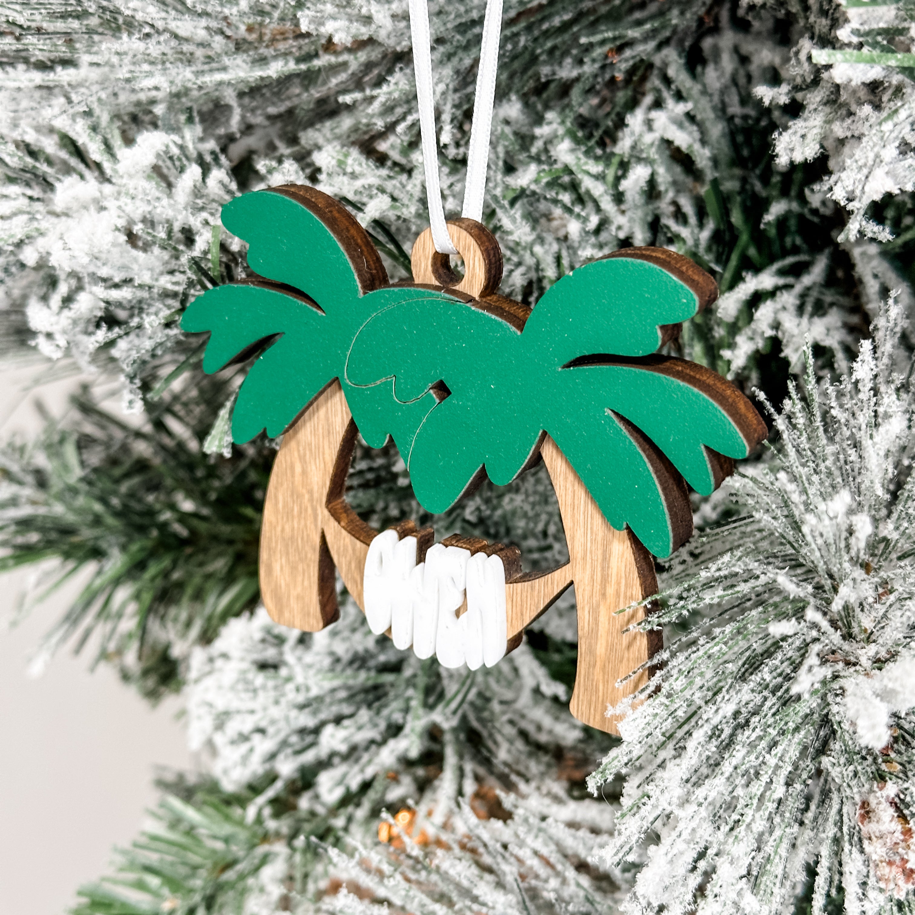 Retired Palm Tree Ornament • Personalized Wood Ornament • For The Retired Heading South
