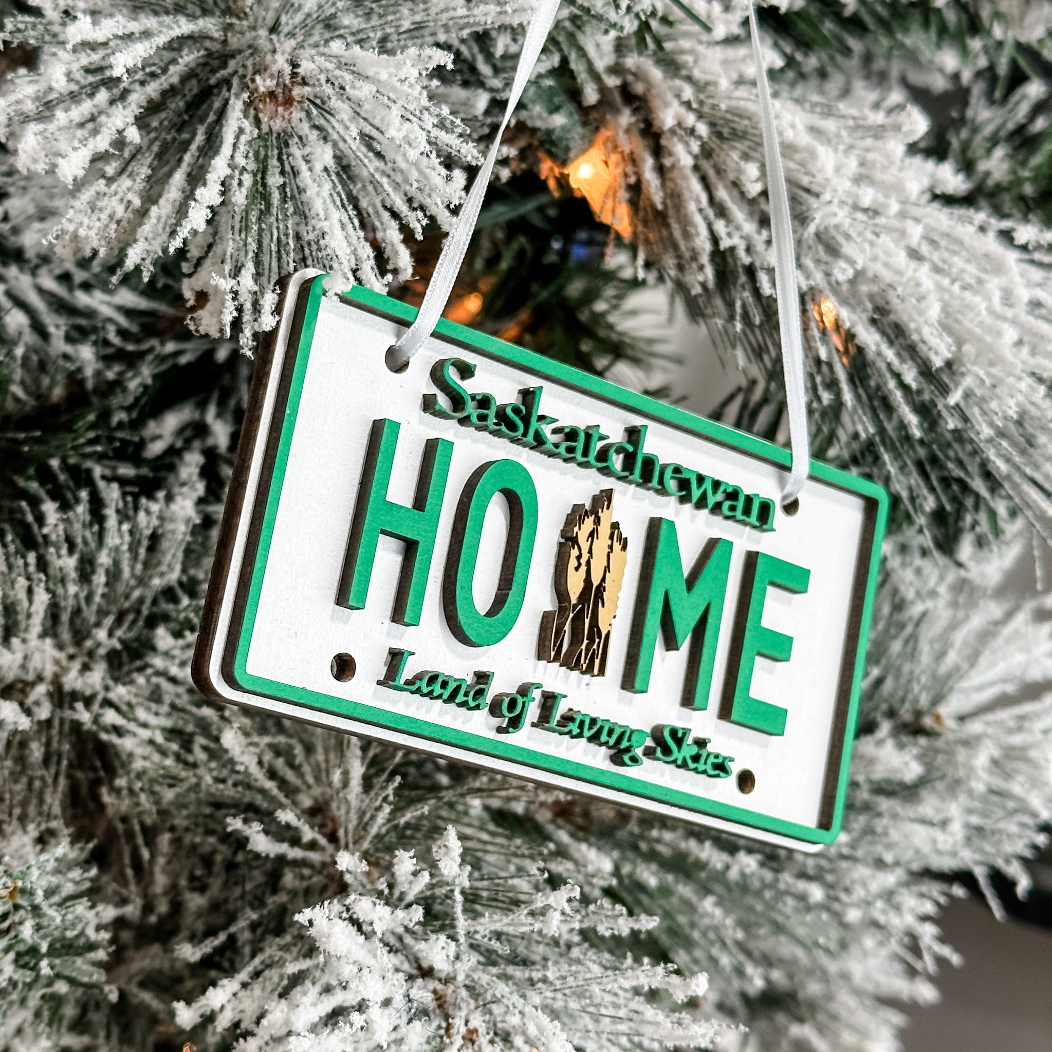 Saskatchewan License Plate • 3D Wood Ornament • For Prairie Pride & Sask Gifts