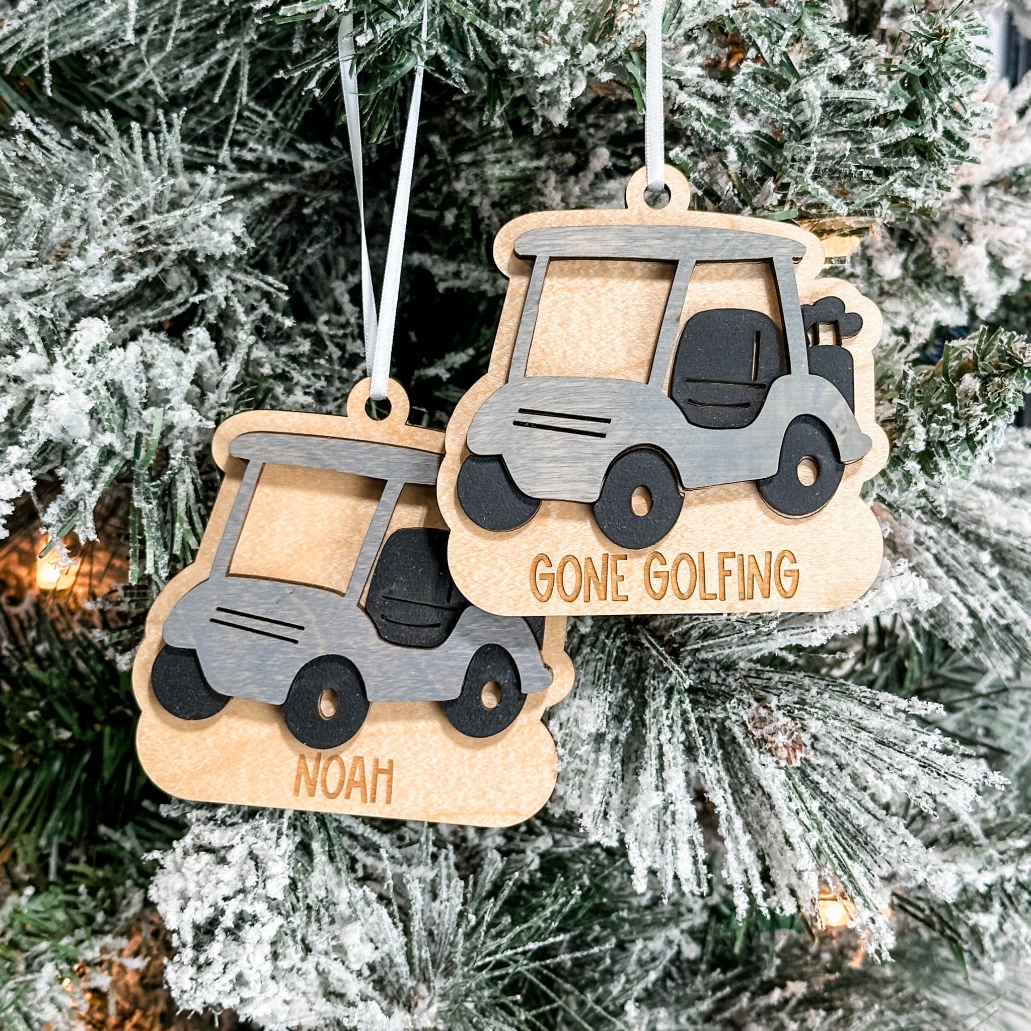 The Golf Cart • Personalized 3D Wood Ornament • For Golfers & Summer Lovers