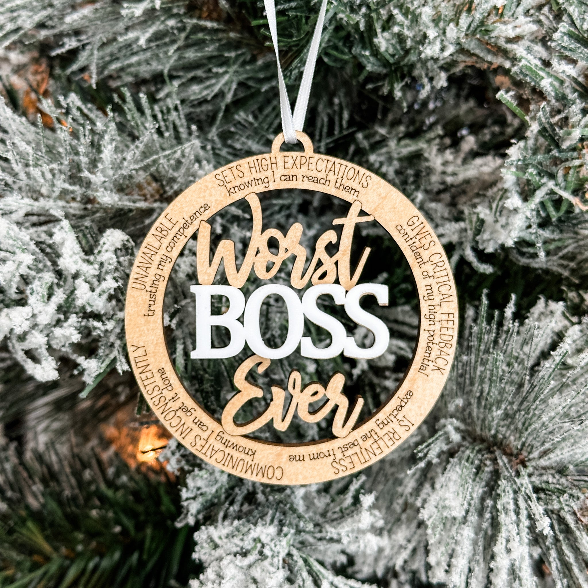 Worst Ever (In The Best Way) • 3D Wood Ornaments • For the People You Love, With a Good Sense of Humour