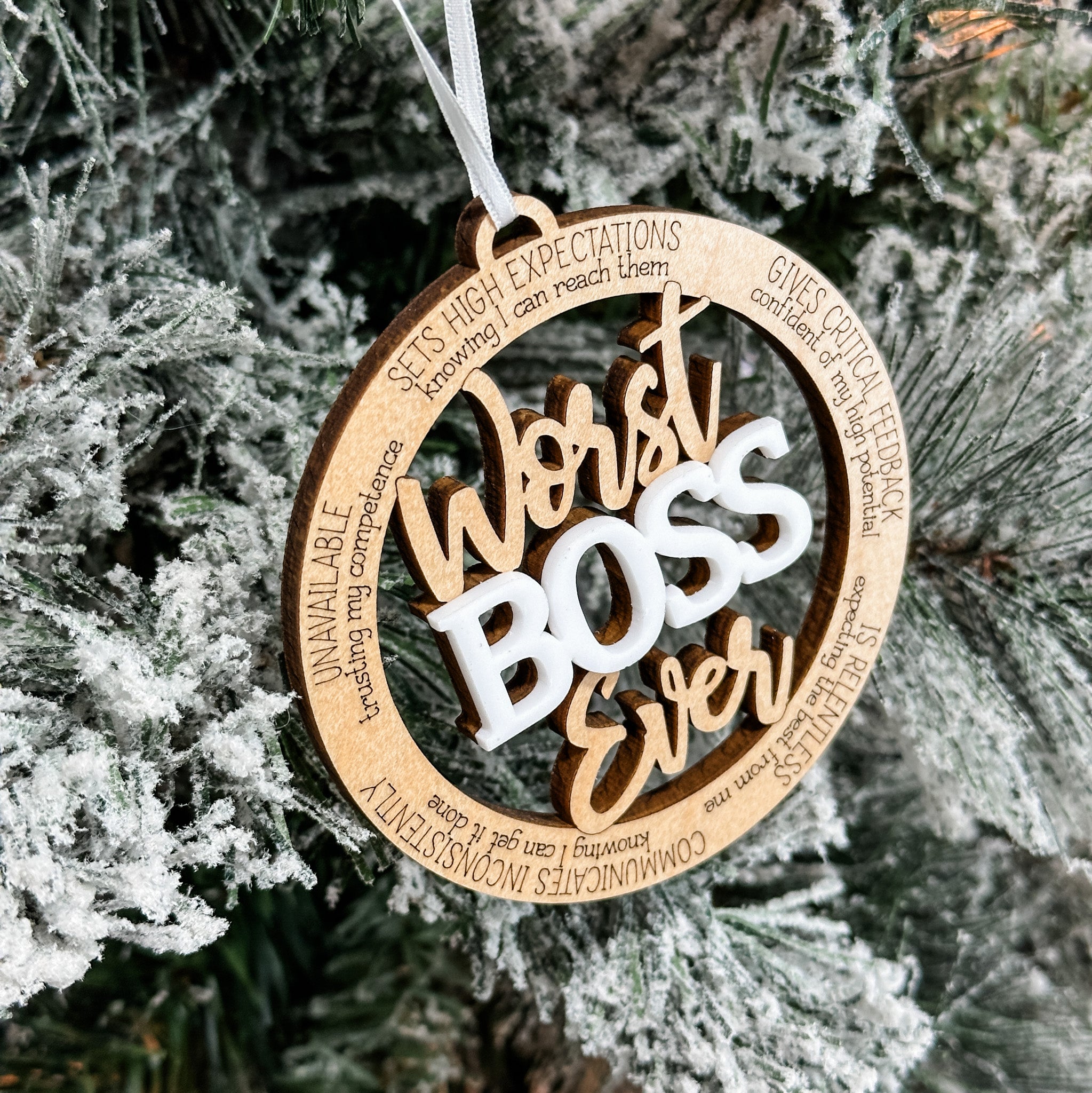 Worst Ever (In The Best Way) • 3D Wood Ornaments • For the People You Love, With a Good Sense of Humour