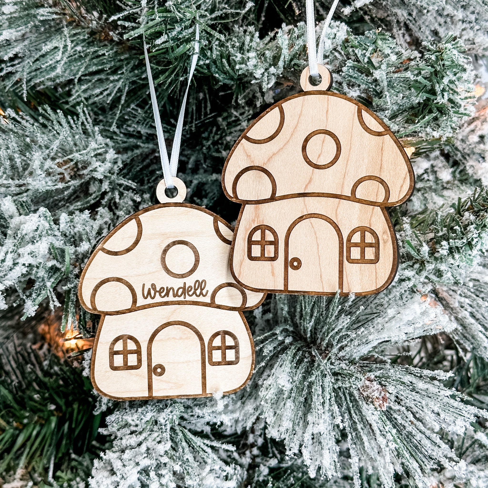 Personalized Mushroom • Wood Colouring Ornament • For the Kids