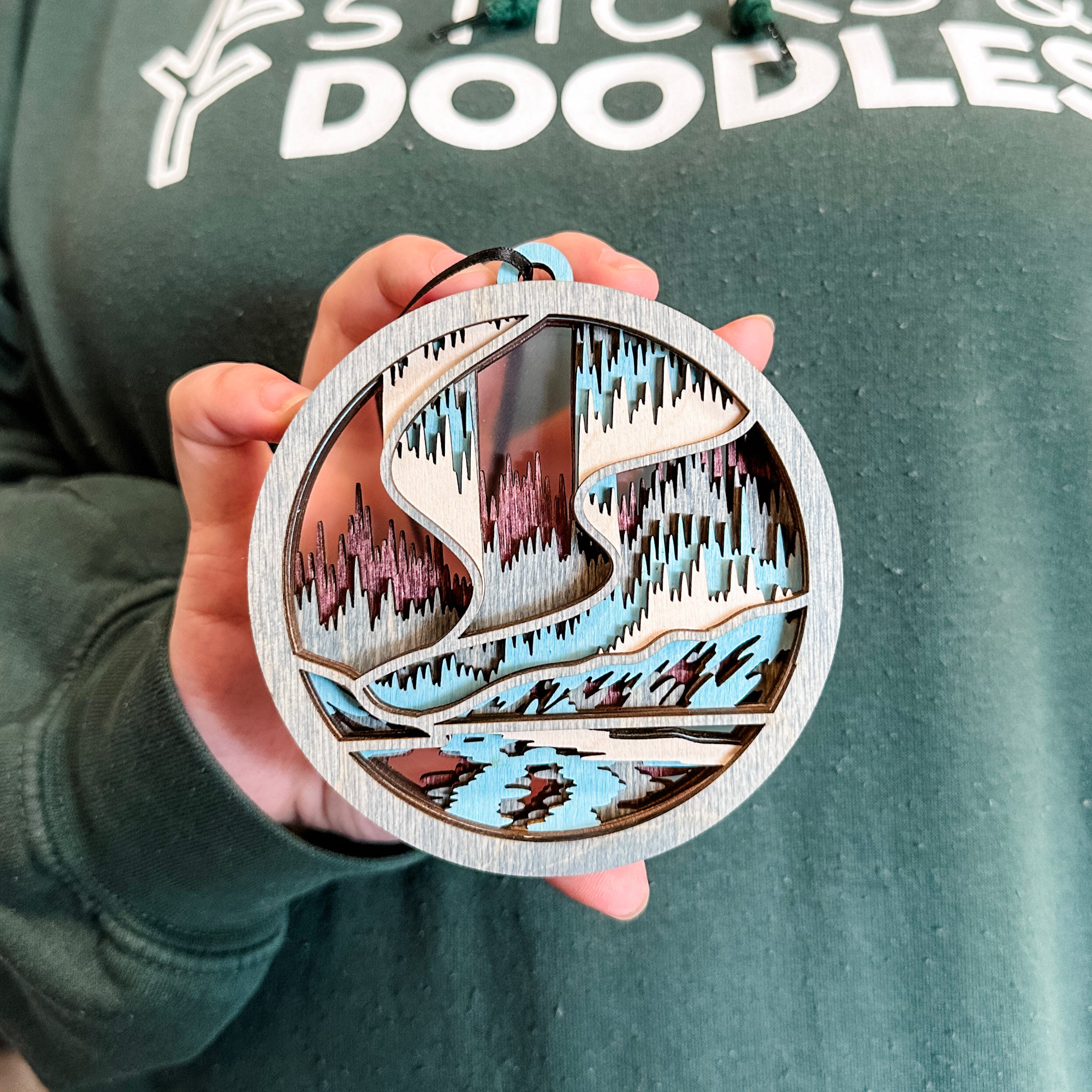The Northern Lights • Layered Wood Ornament & Mini Sign • Saskatchewan Gifts