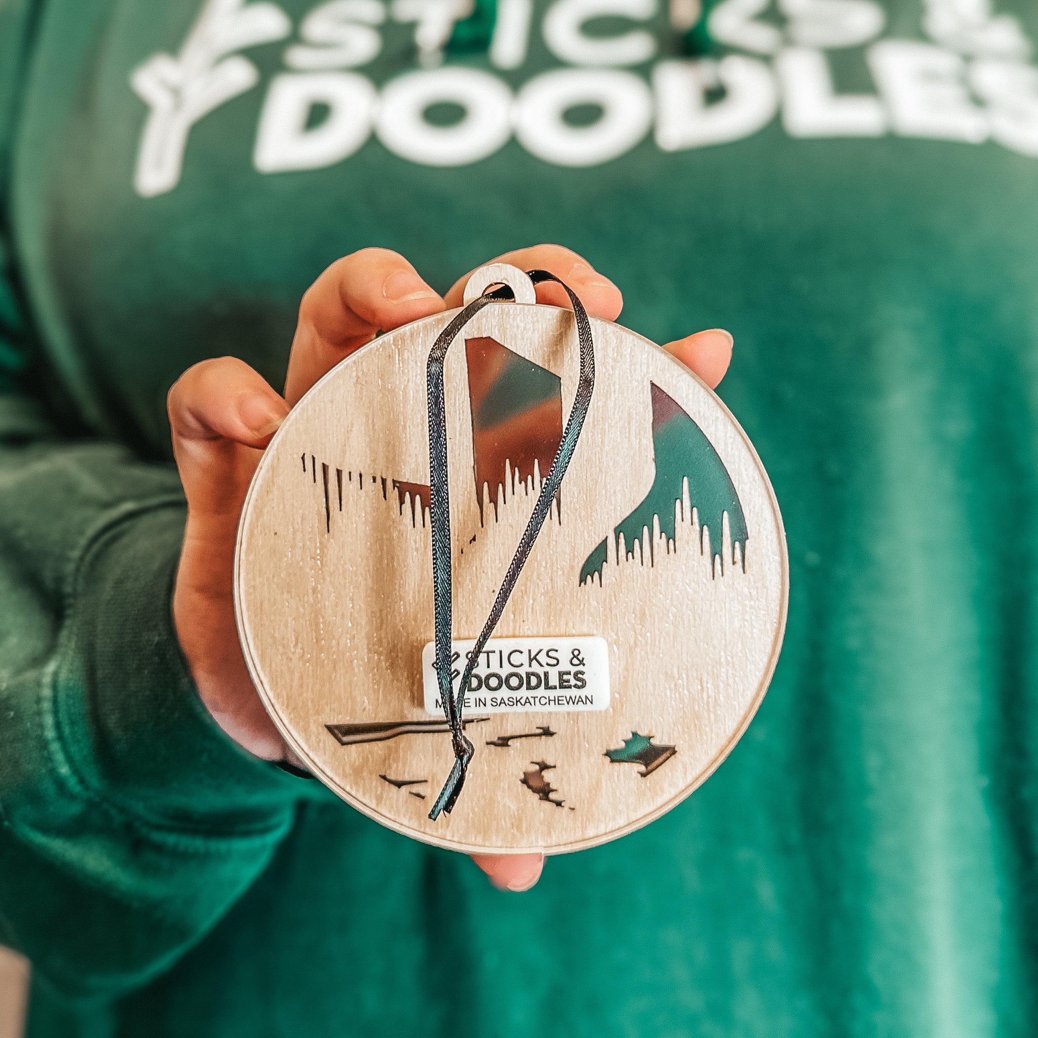 The Northern Lights • Layered Wood Ornament & Mini Sign • Saskatchewan Gifts