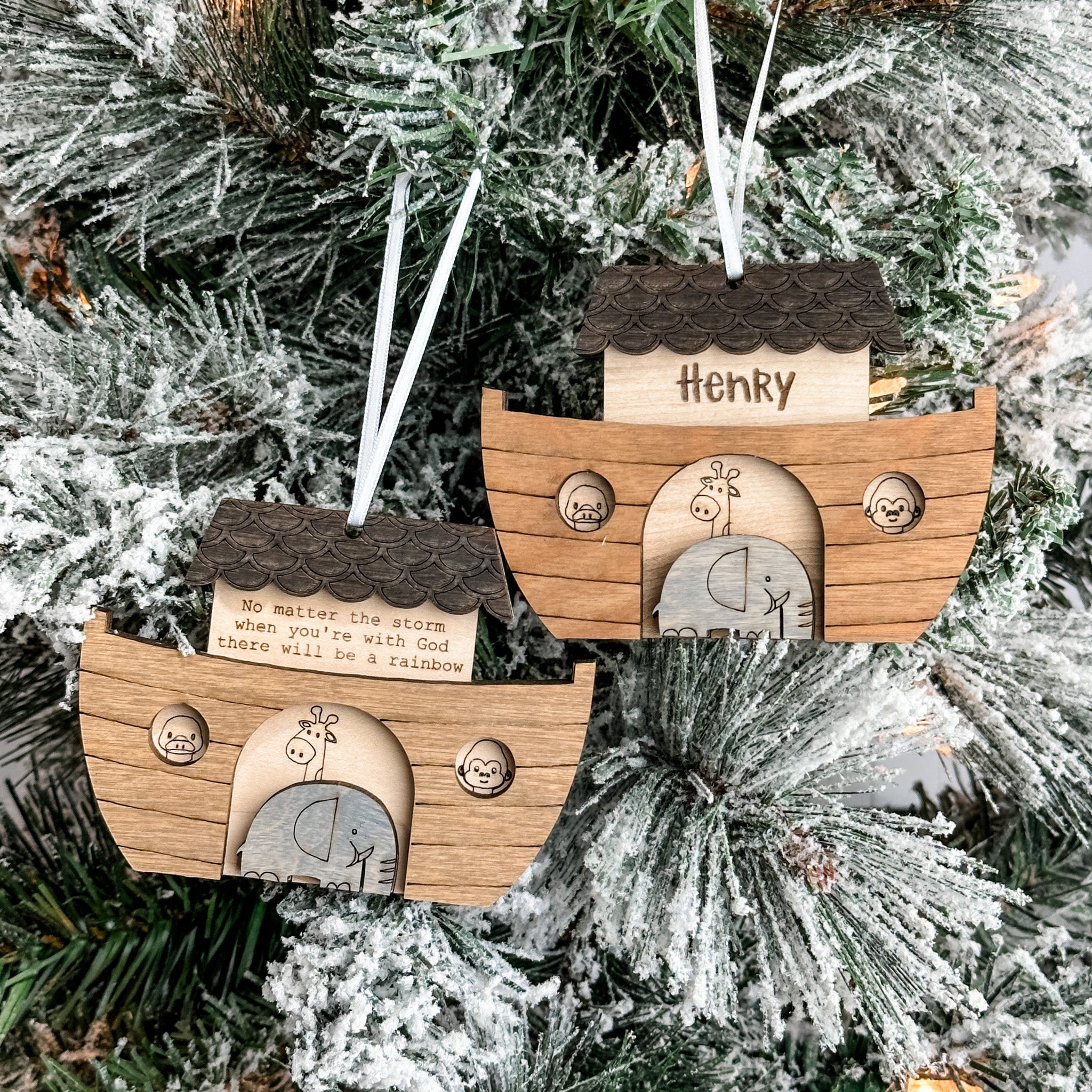 Noah's Ark • Personalized 3D Wood Ornament • For Kids & Families