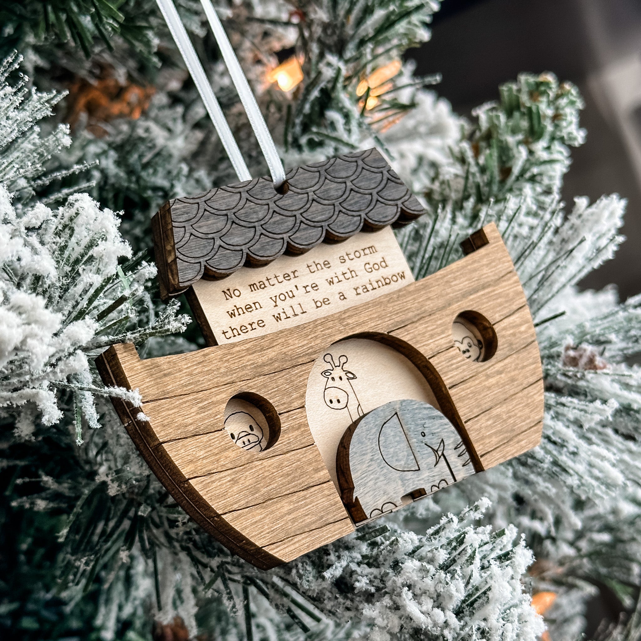 Noah's Ark • Personalized 3D Wood Ornament • For Kids & Families