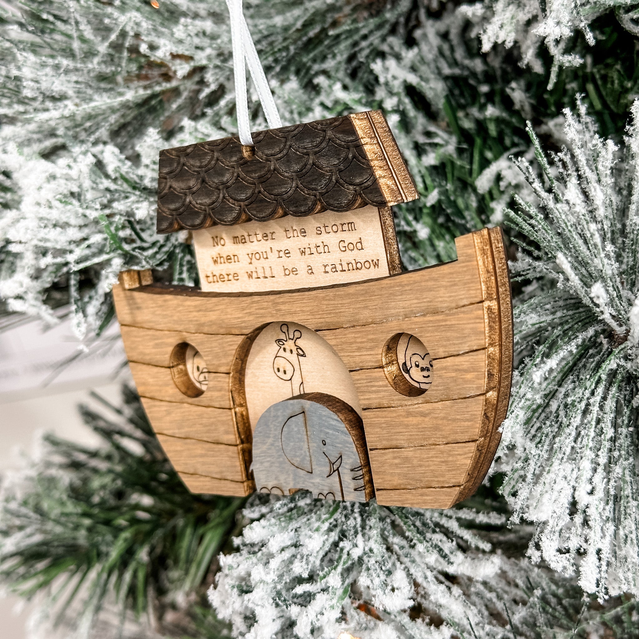 Noah's Ark • Personalized 3D Wood Ornament • For Kids & Families