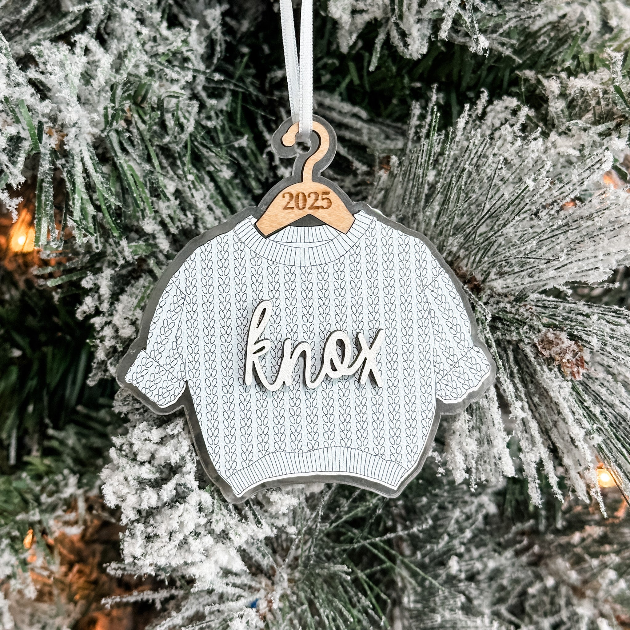 The Chunky Sweater • Personalized 3D Wood & Acrylic Ornament • For Family & Friends