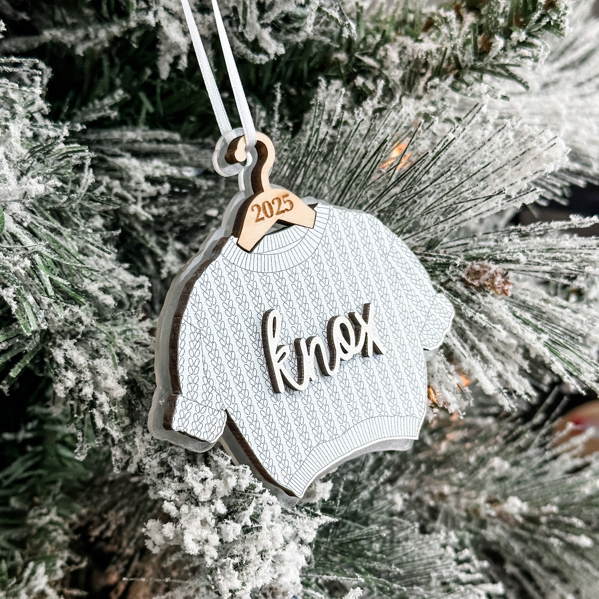 The Chunky Sweater • Personalized 3D Wood & Acrylic Ornament • For Family & Friends