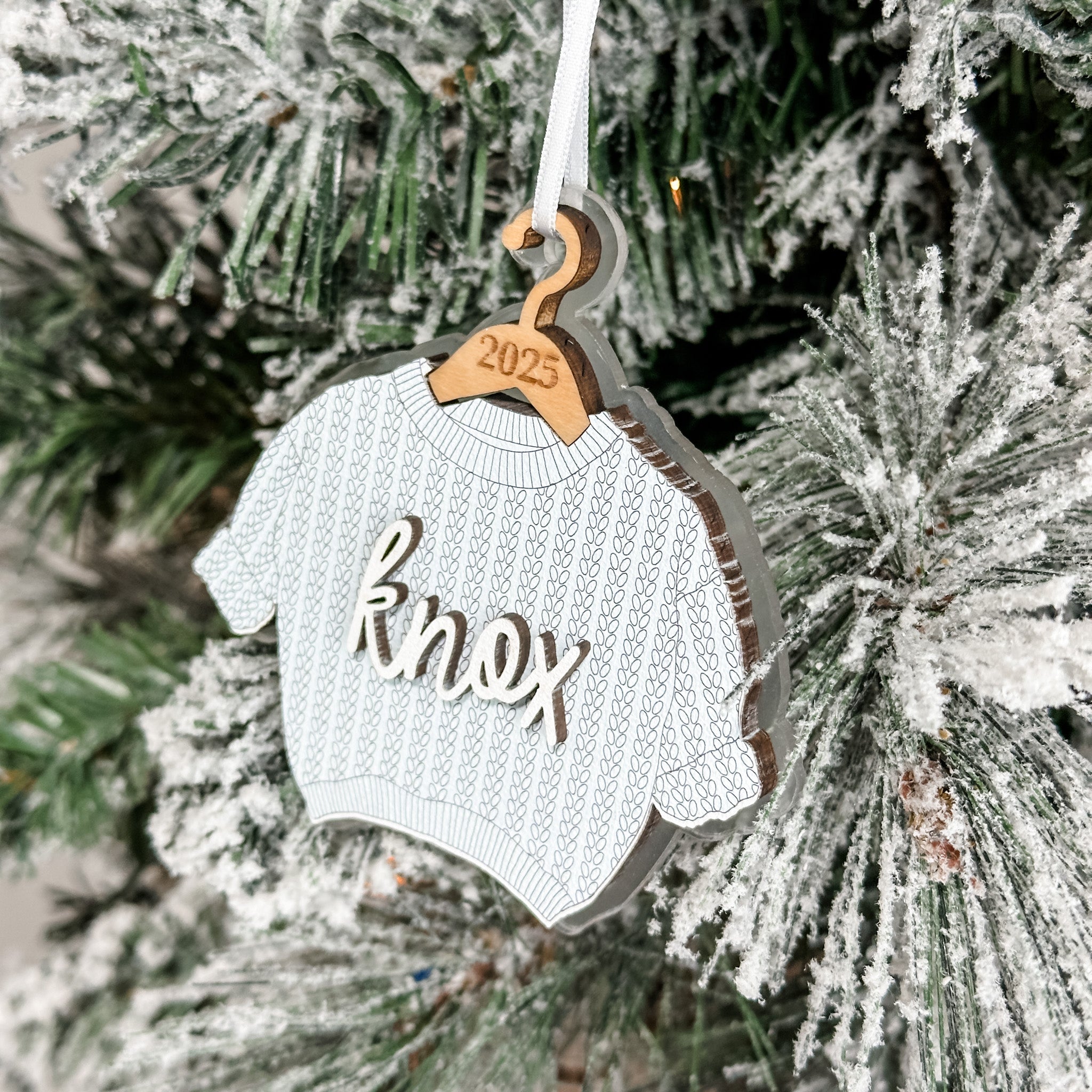 The Chunky Sweater • Personalized 3D Wood & Acrylic Ornament • For Family & Friends