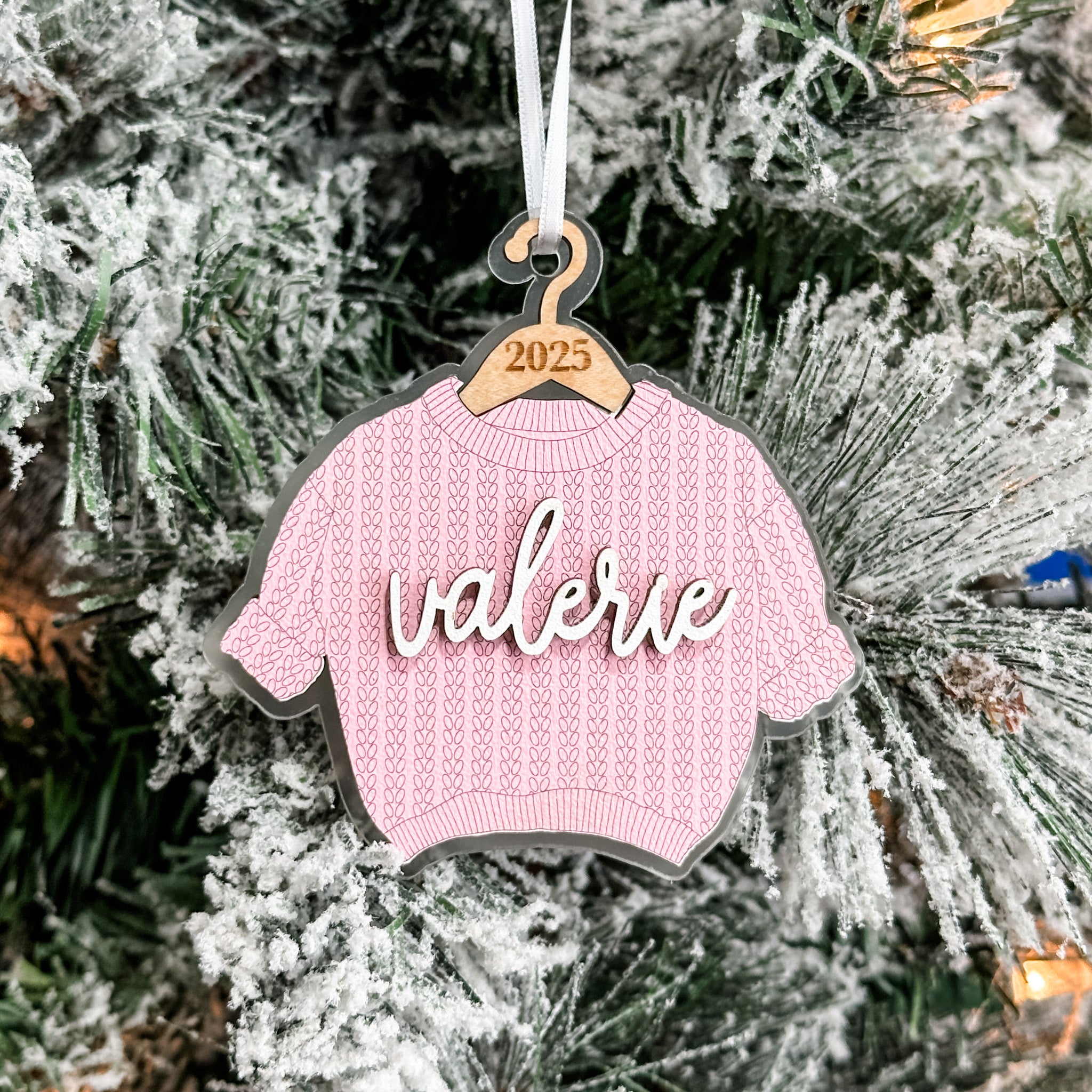The Chunky Sweater • Personalized 3D Wood & Acrylic Ornament • For Family & Friends