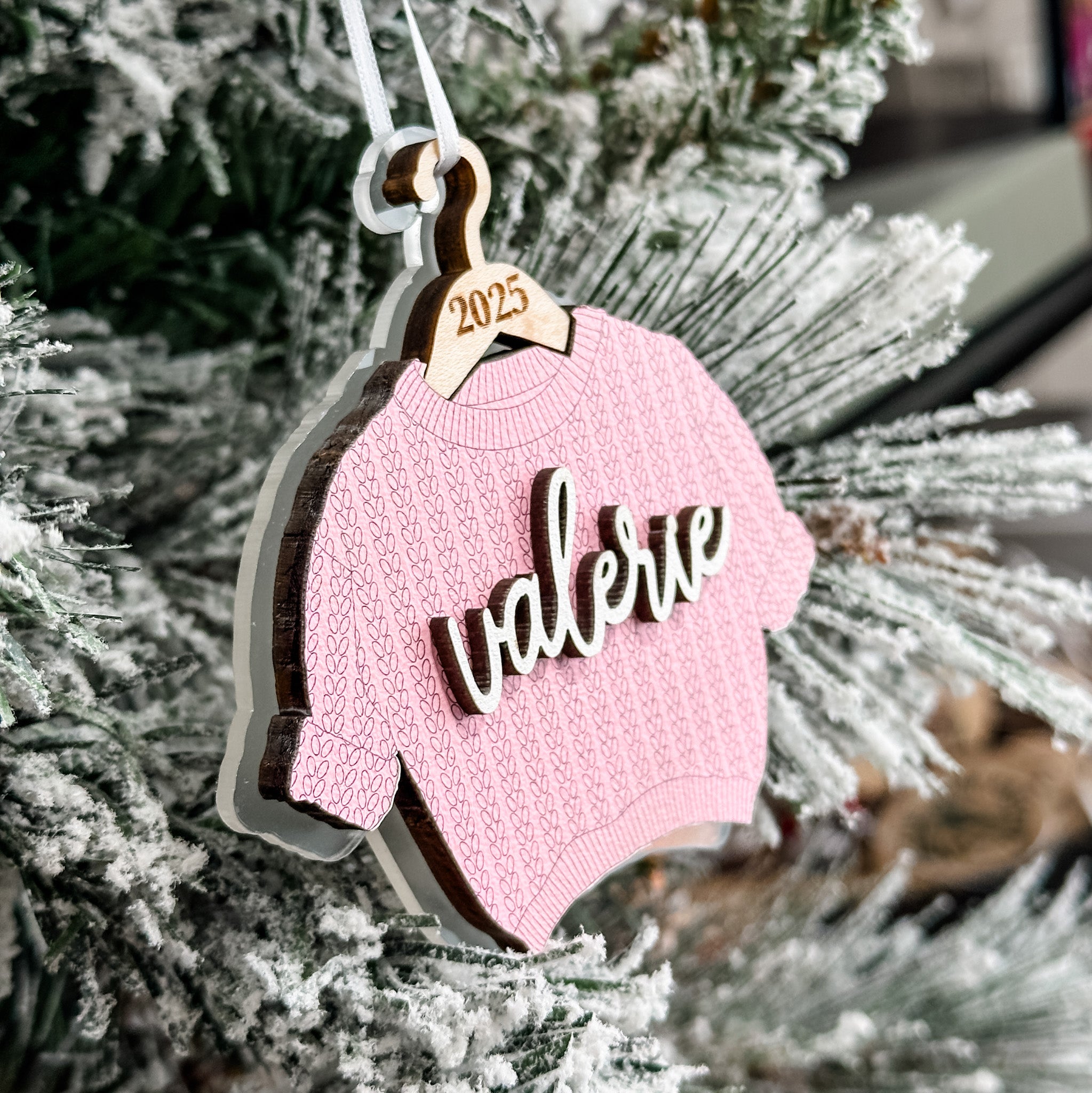 The Chunky Sweater • Personalized 3D Wood & Acrylic Ornament • For Family & Friends